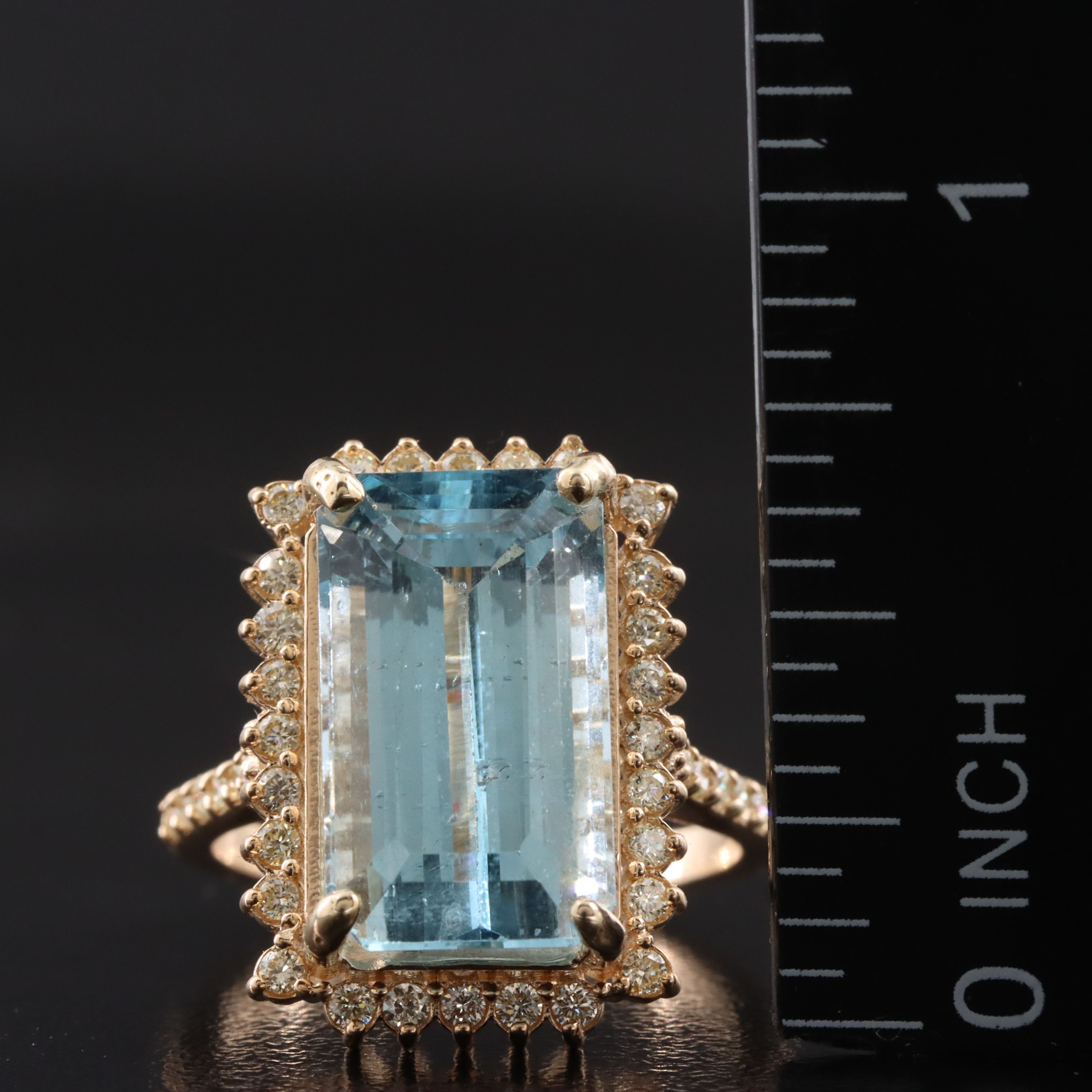 14K 7.96 CT Aquamarine and Diamond Ring with GIA Report