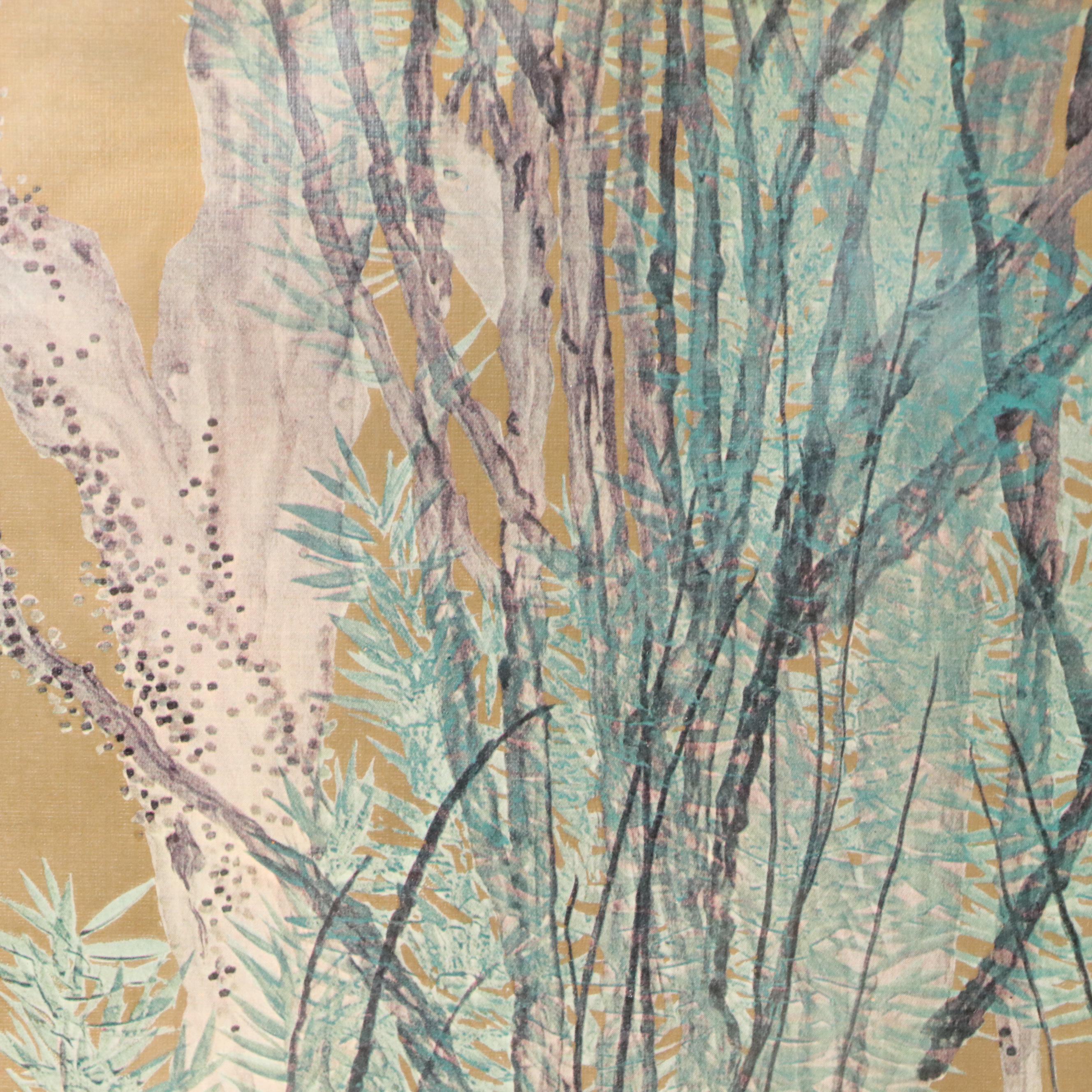 Offset Lithograph After Shiko Imamura "Magpie on a Purple Willow"