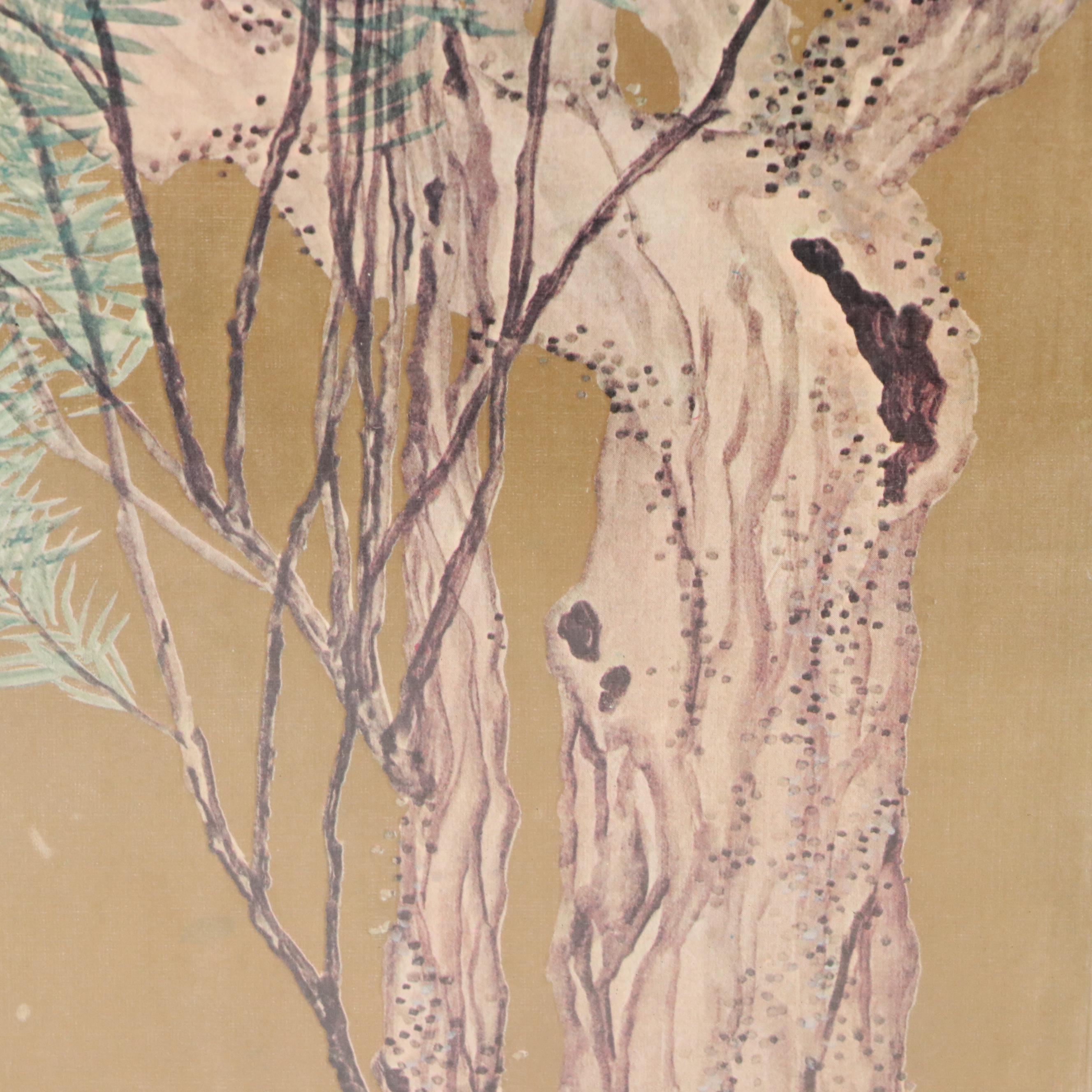 Offset Lithograph After Shiko Imamura "Magpie on a Purple Willow"