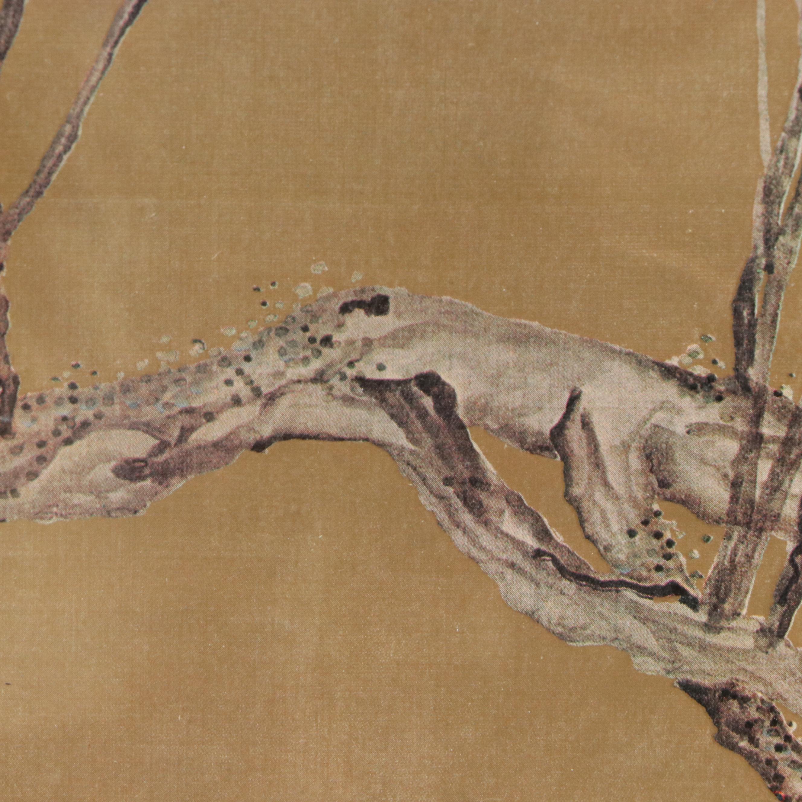 Offset Lithograph After Shiko Imamura "Magpie on a Purple Willow"