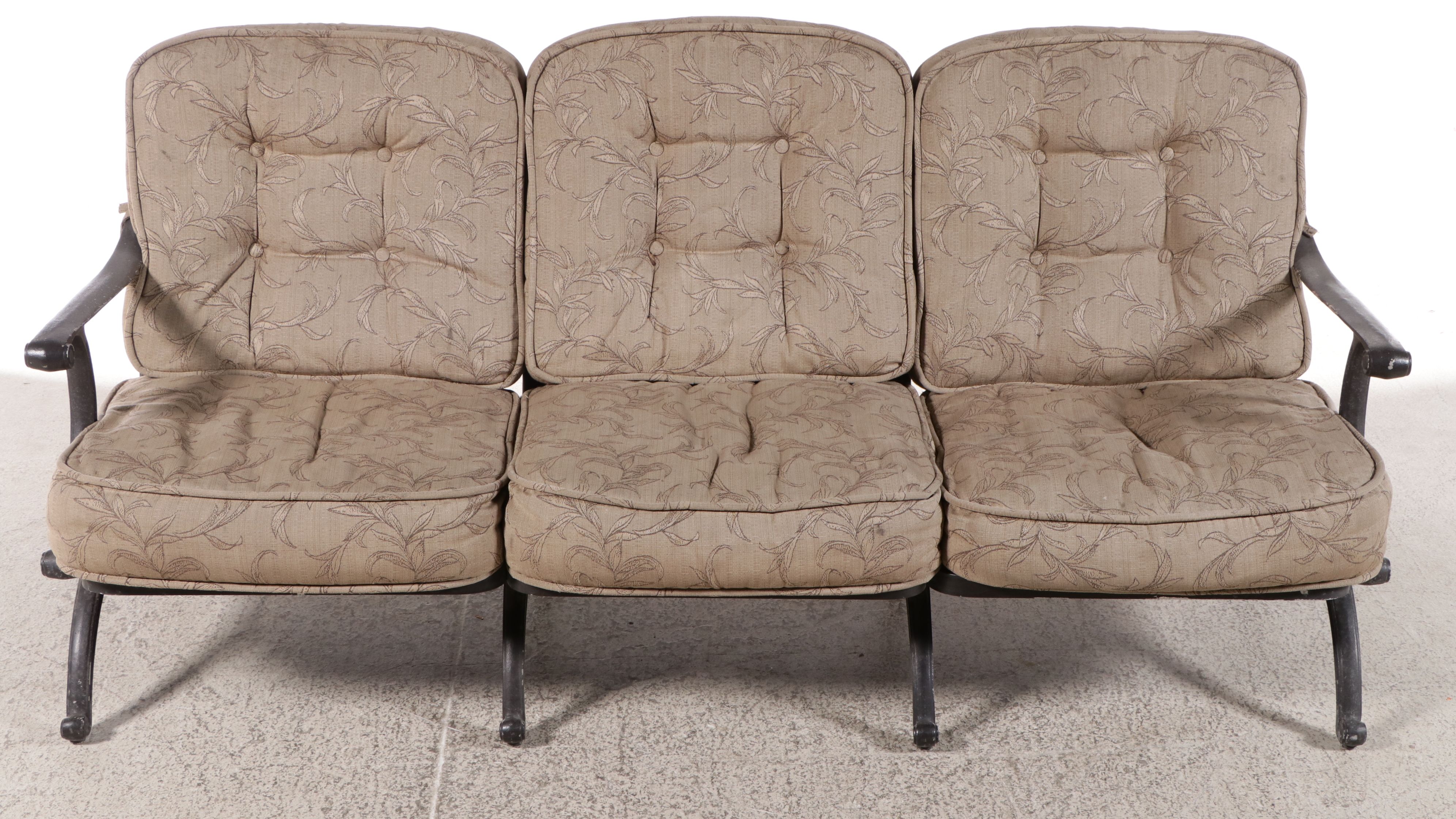 Tropitone Cast Aluminum Patio Sofa and Tile-Top Coffee Table