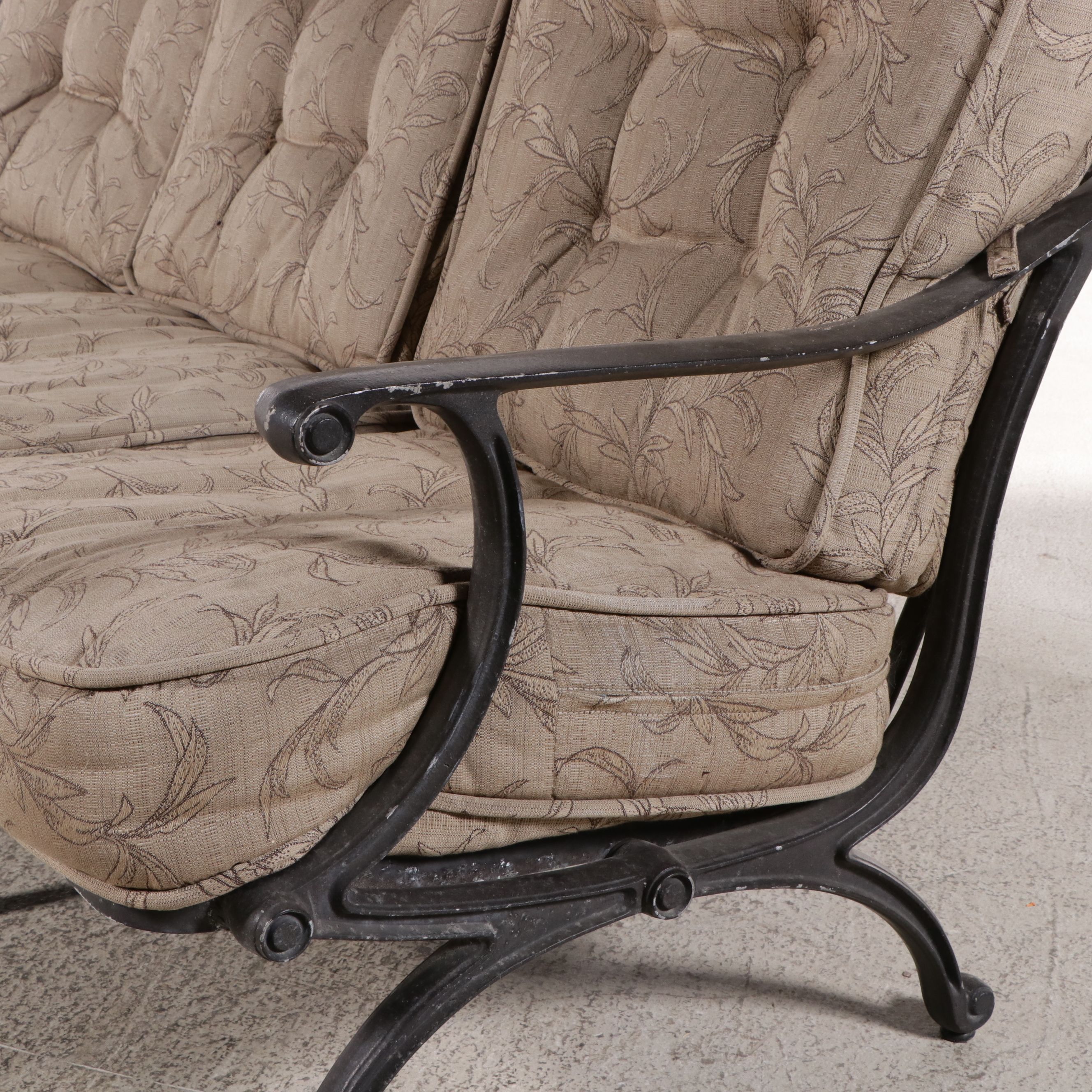 Tropitone Cast Aluminum Patio Sofa and Tile-Top Coffee Table