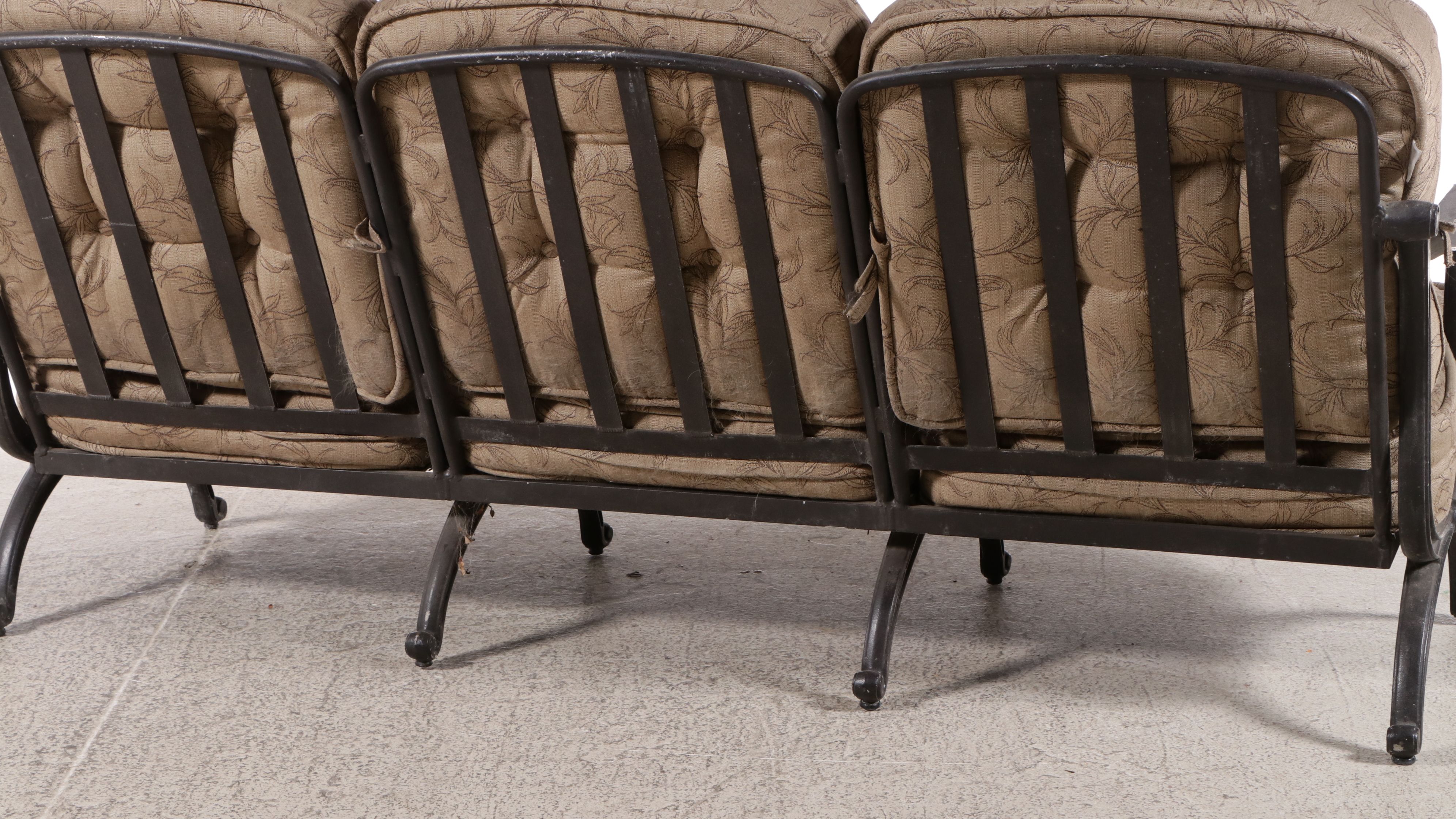 Tropitone Cast Aluminum Patio Sofa and Tile-Top Coffee Table