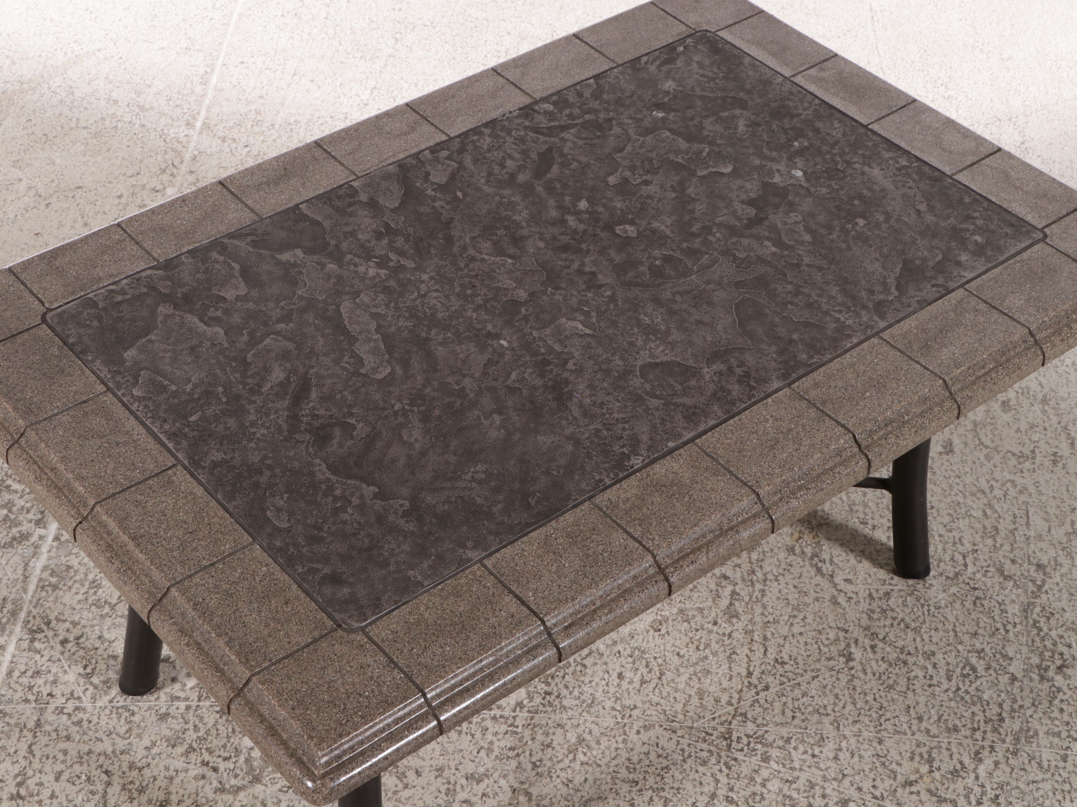 Tropitone Cast Aluminum Patio Sofa and Tile-Top Coffee Table