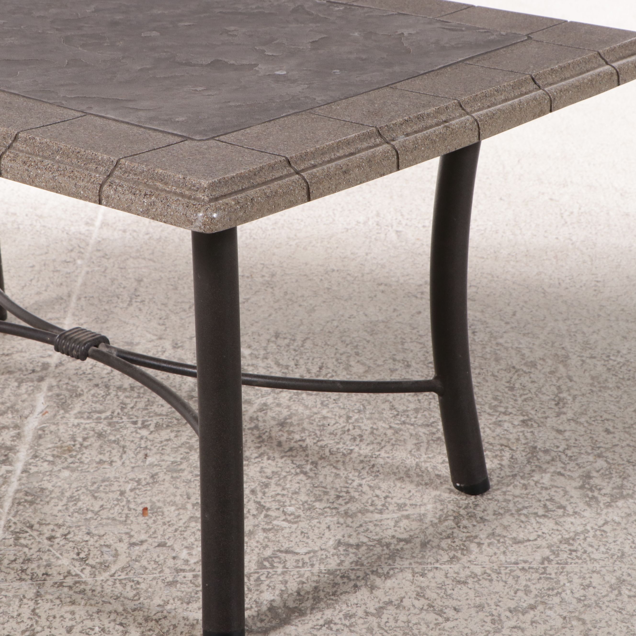 Tropitone Cast Aluminum Patio Sofa and Tile-Top Coffee Table