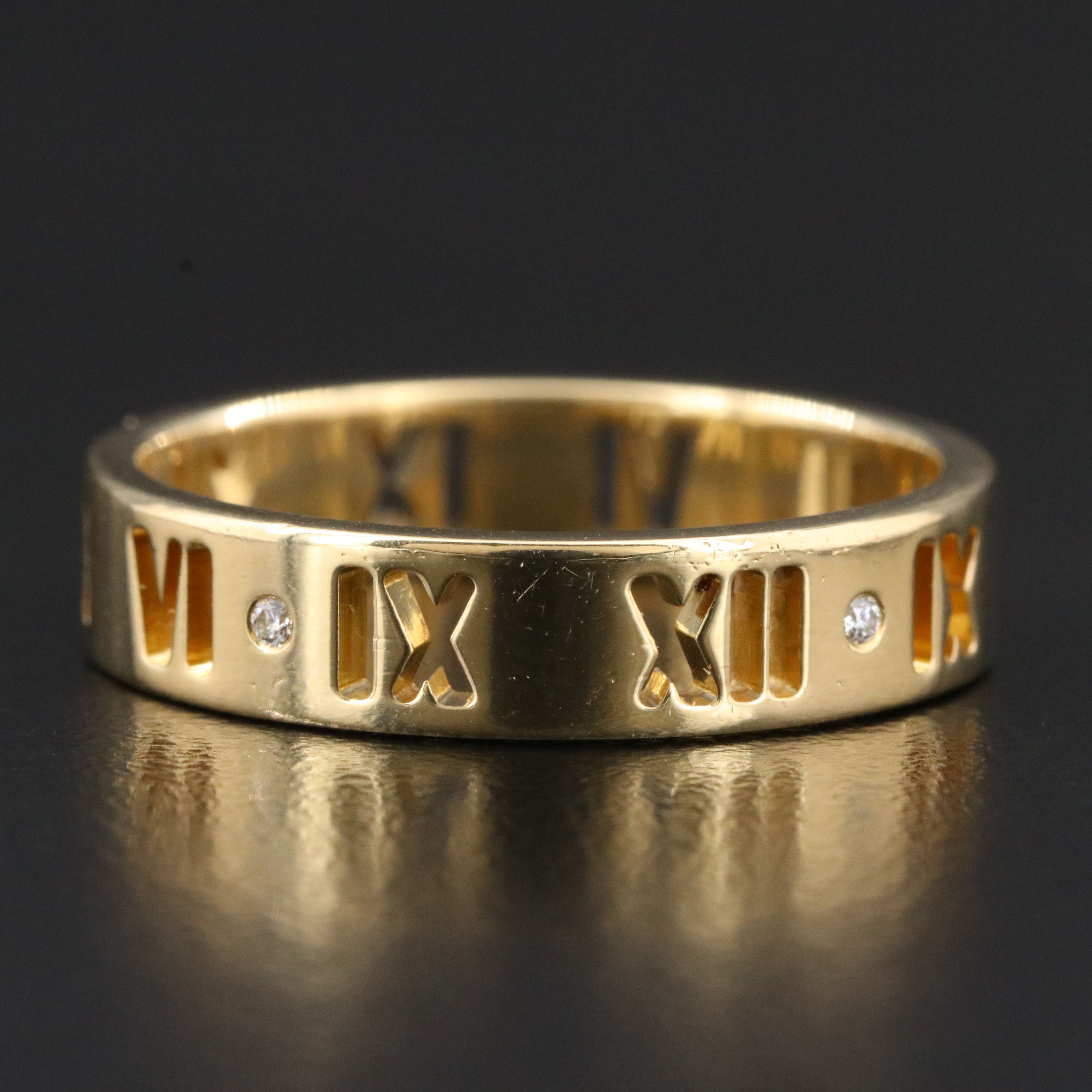 Tiffany & Co. Atlas 18K Pierced Ring with Diamond Accents