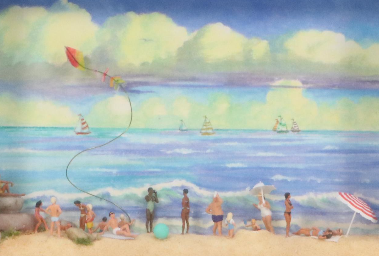 Christine Rodrigues Mixed Media Assemblage Shadow Box "At the Beach"