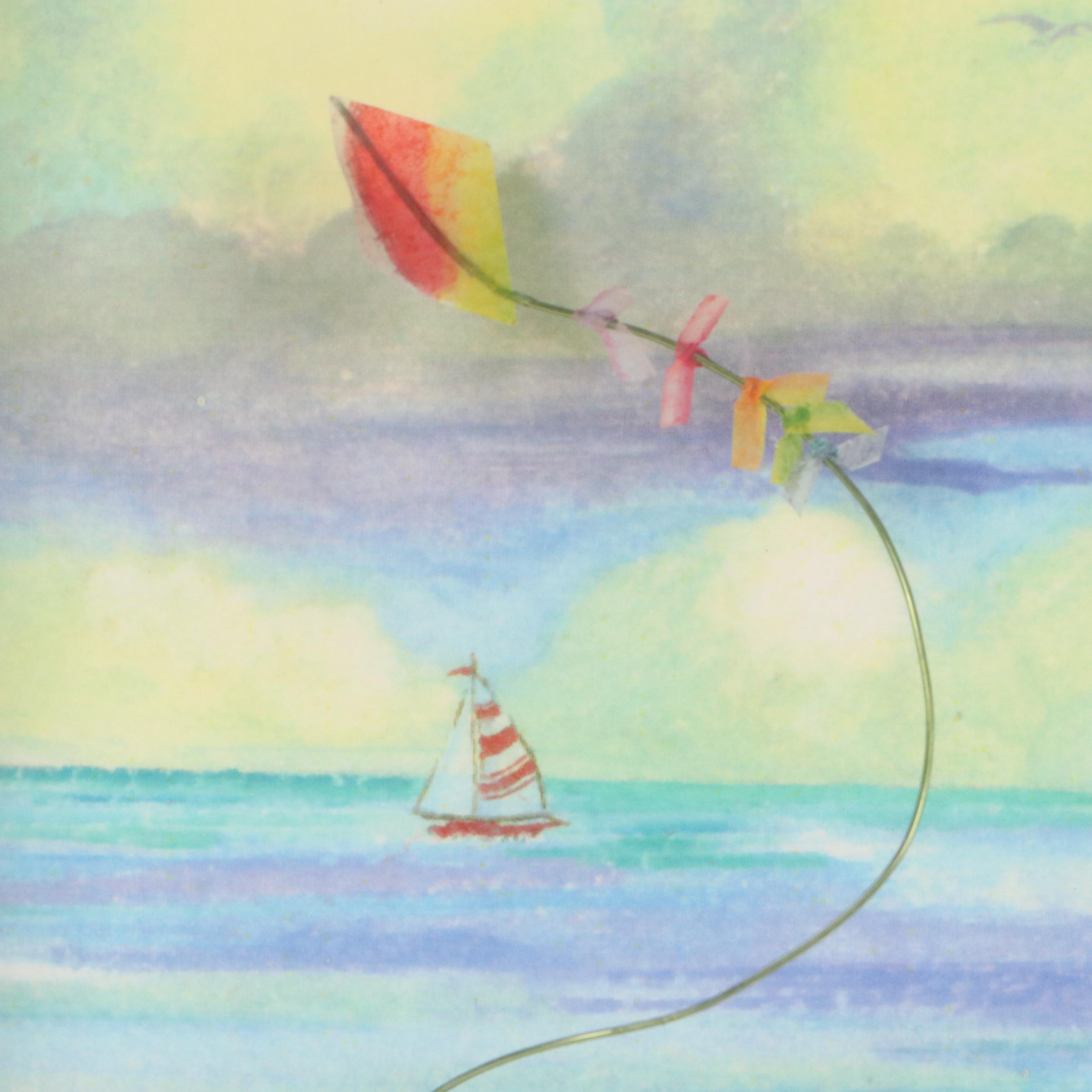 Christine Rodrigues Mixed Media Assemblage Shadow Box "At the Beach"