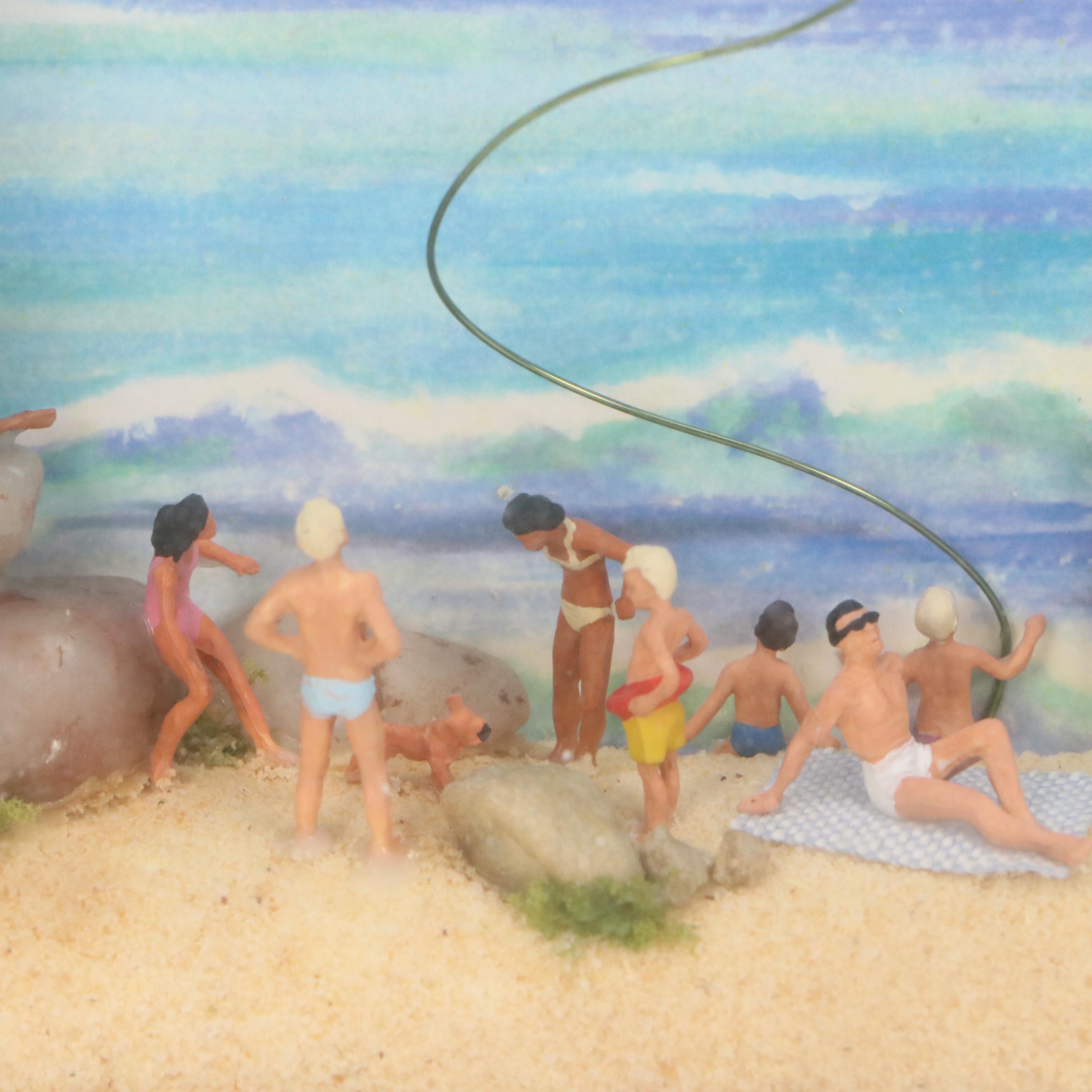 Christine Rodrigues Mixed Media Assemblage Shadow Box "At the Beach"