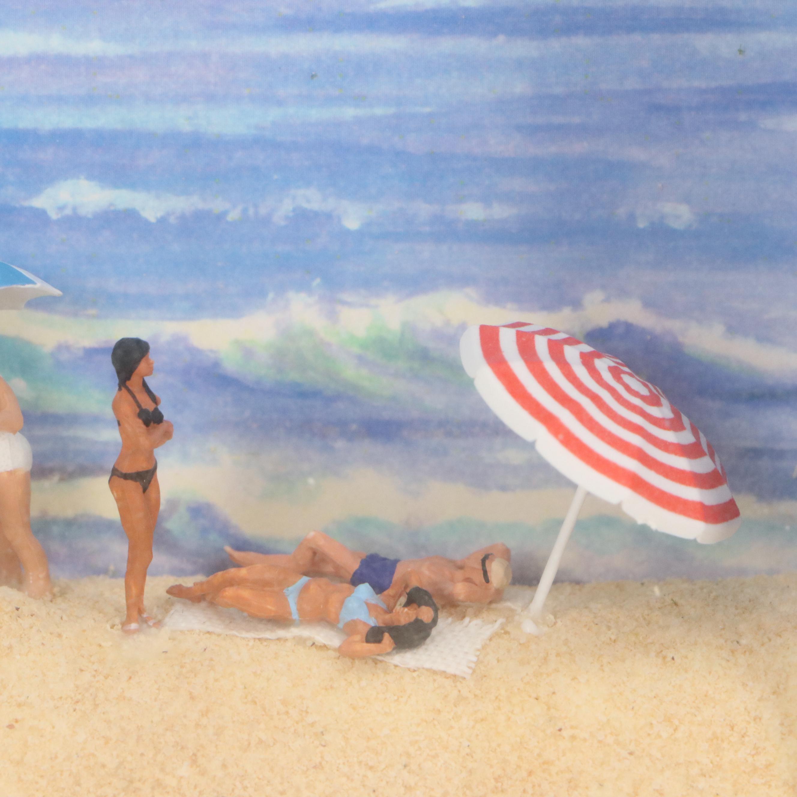 Christine Rodrigues Mixed Media Assemblage Shadow Box "At the Beach"