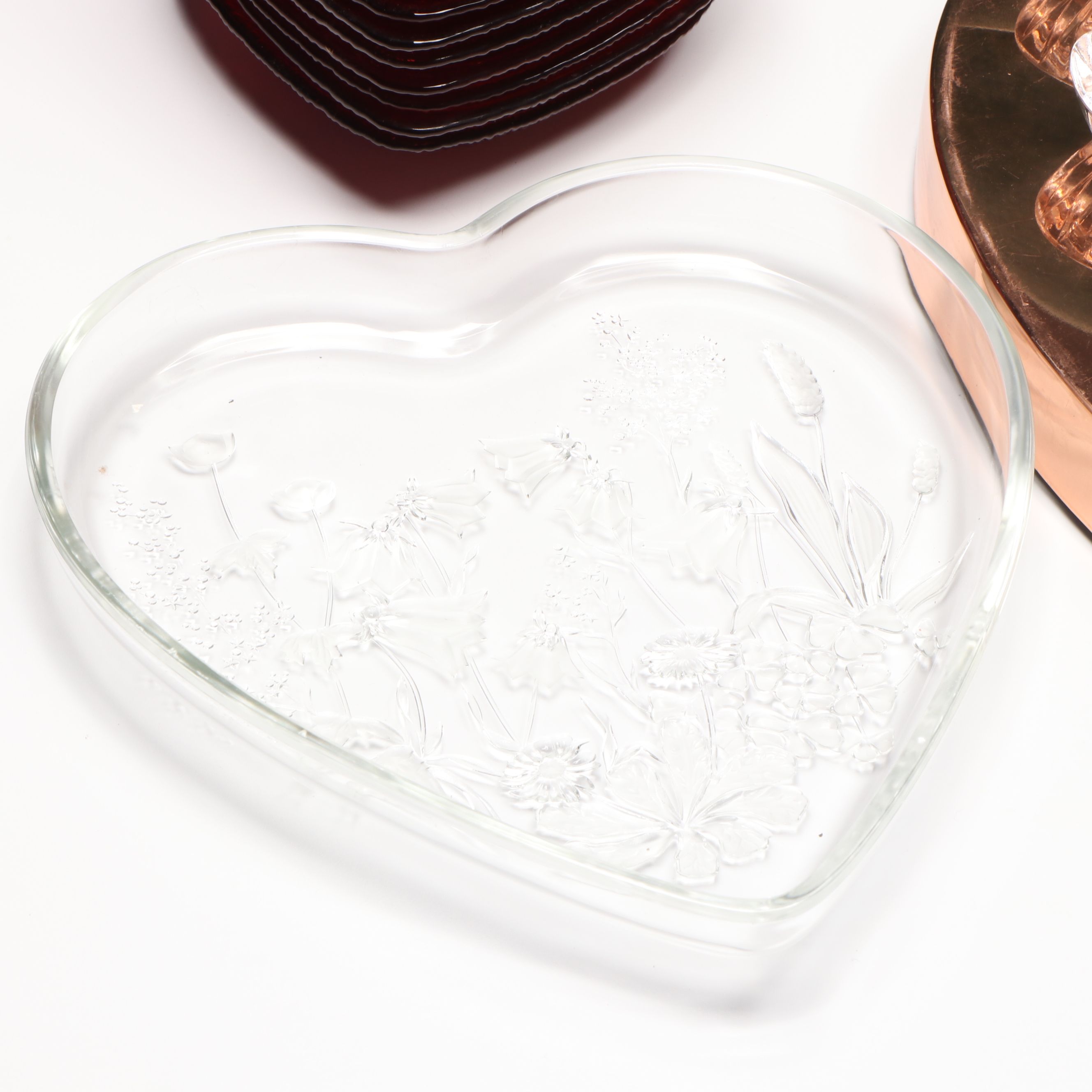 Orrefors Crystal with Ceramic Other and Other Heart-Shaped Tableware