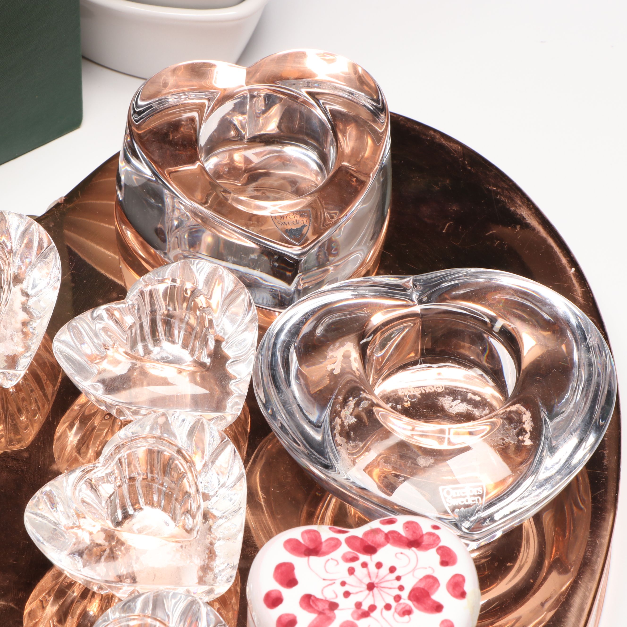 Orrefors Crystal with Ceramic Other and Other Heart-Shaped Tableware