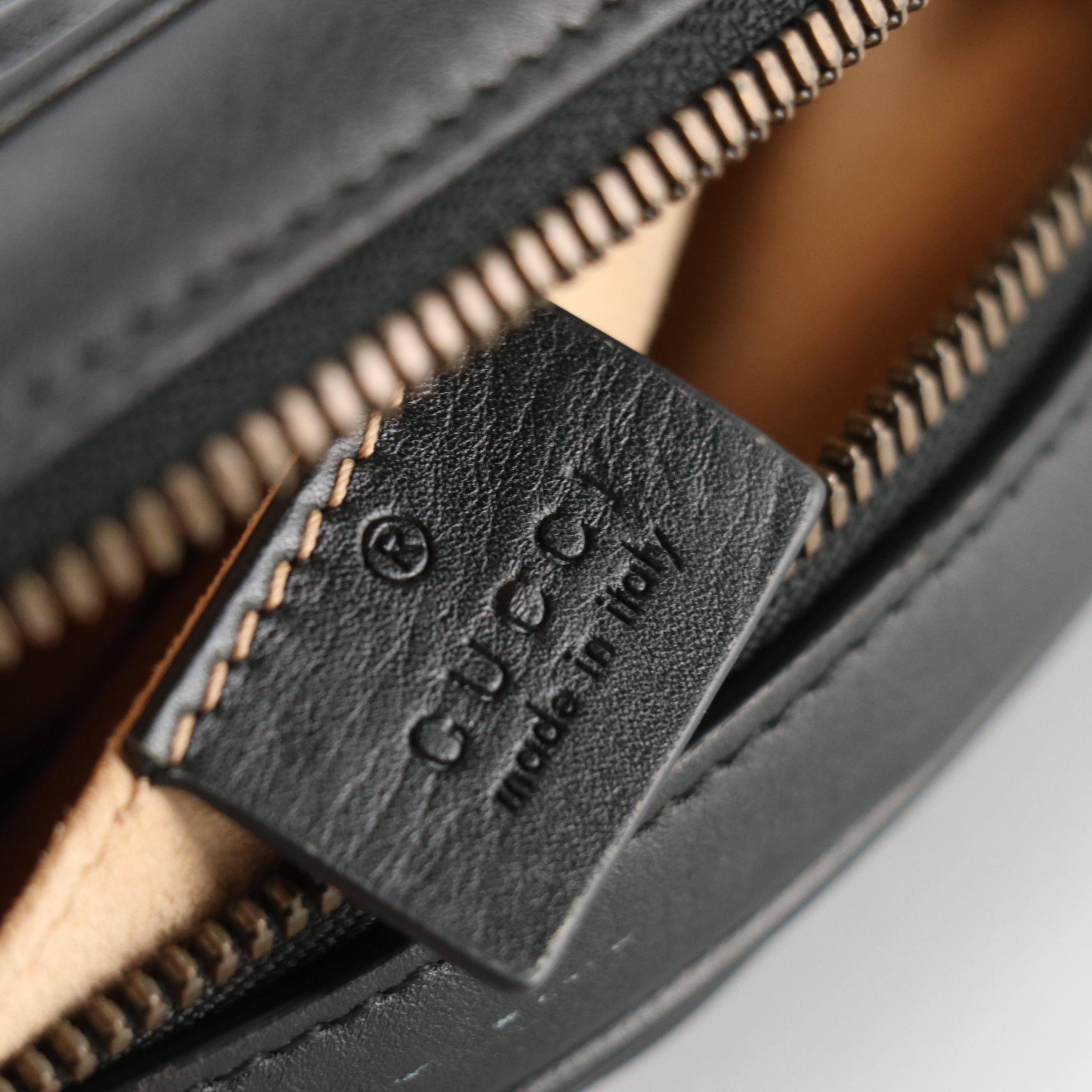 Gucci GG Marmont Belt Bag in Black Chevron Matelassé Leather