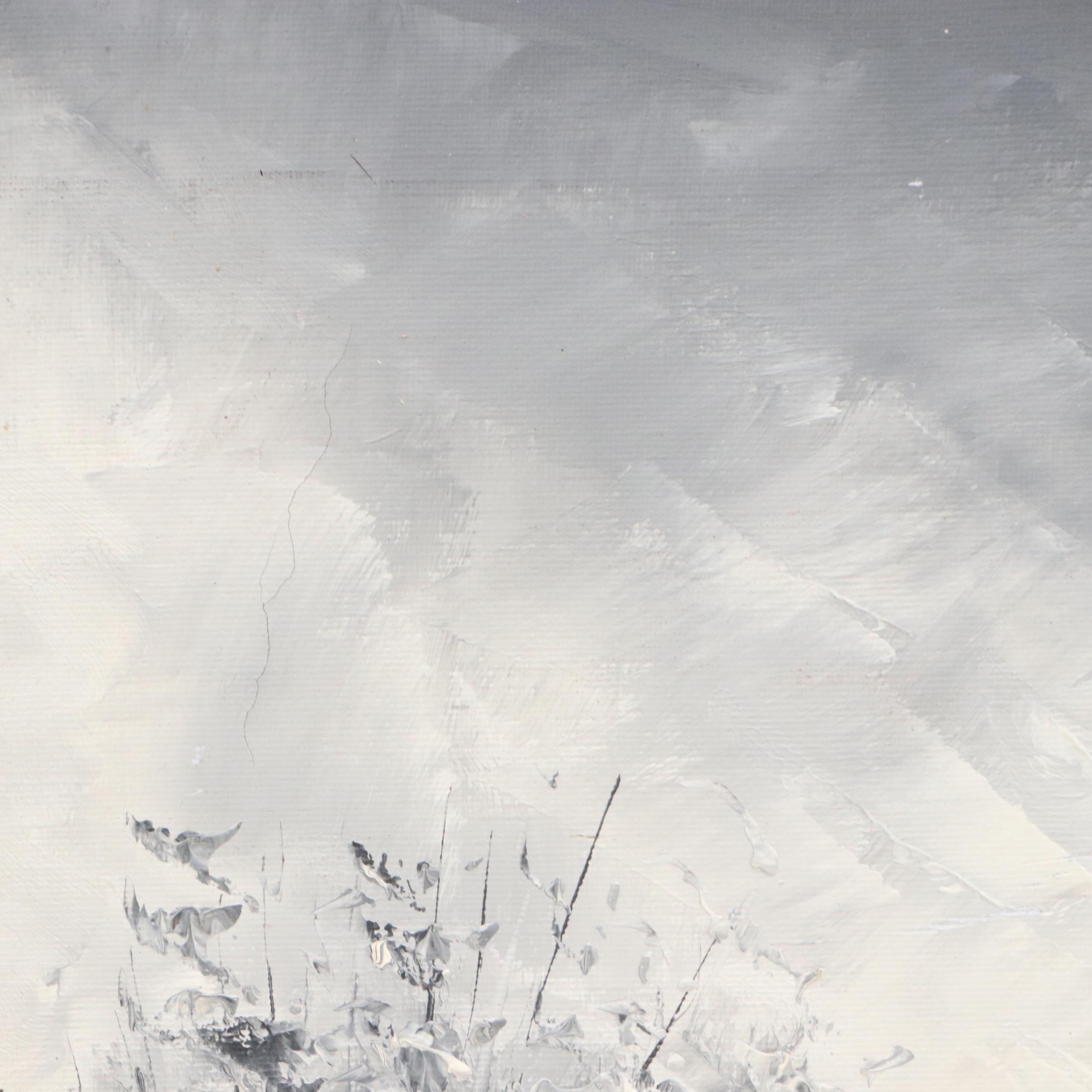 Parisian Cityscape Acrylic Painting Attributed to Caroline Burnett