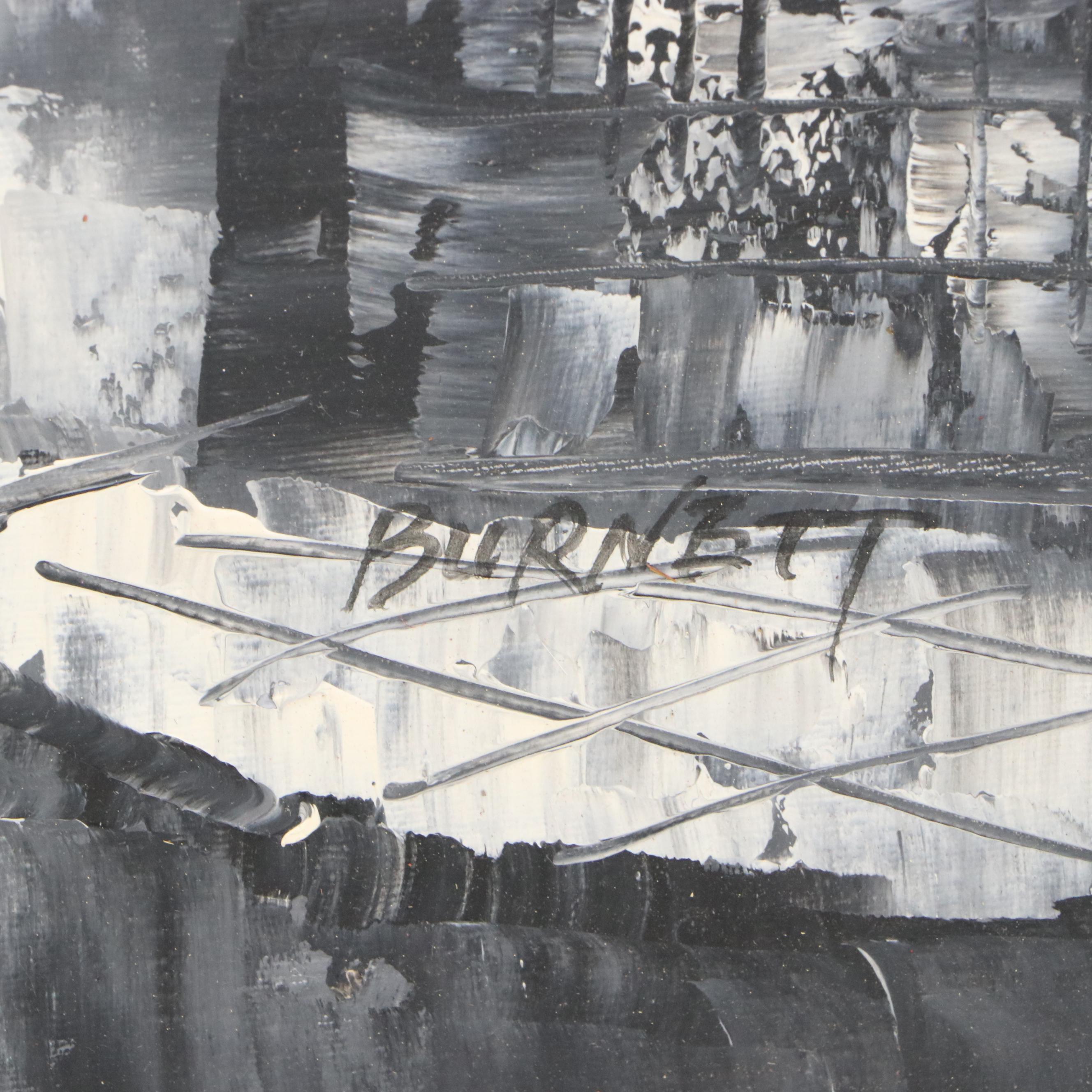 Parisian Cityscape Acrylic Painting Attributed to Caroline Burnett