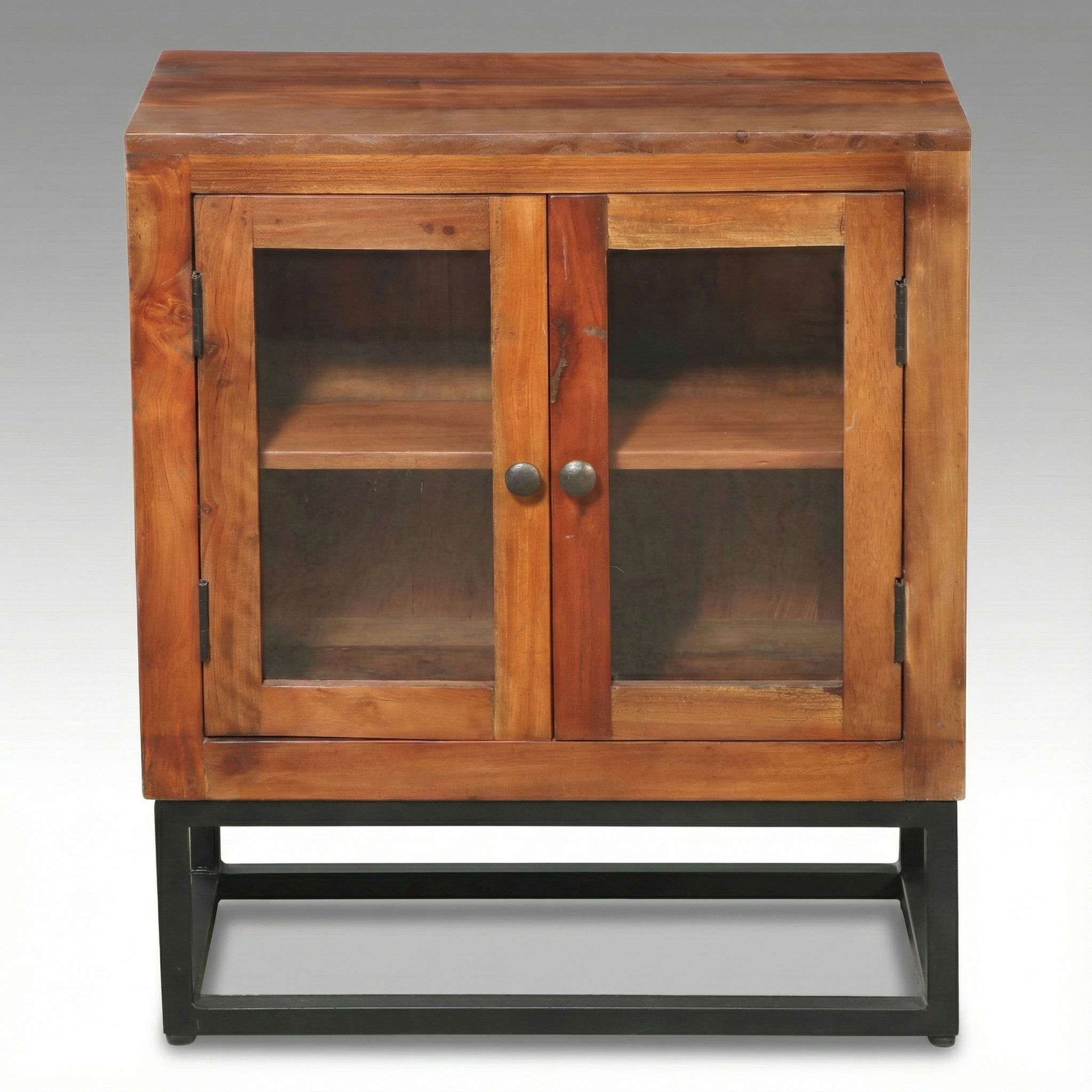Contemporary Teak and Metal Cabinet