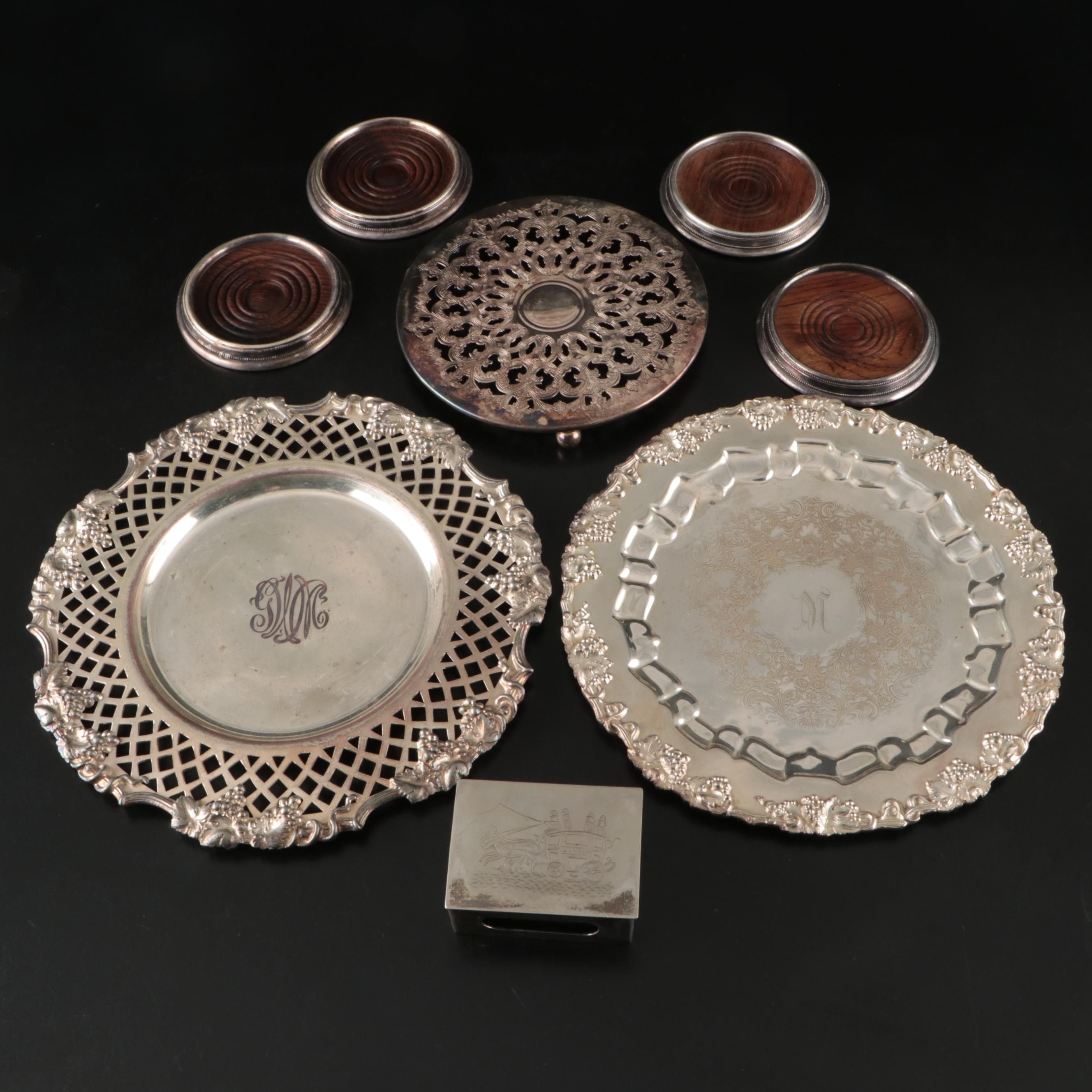 Watson Company Silver Plate Trivet, Silver Plate Platters, and More Tableware