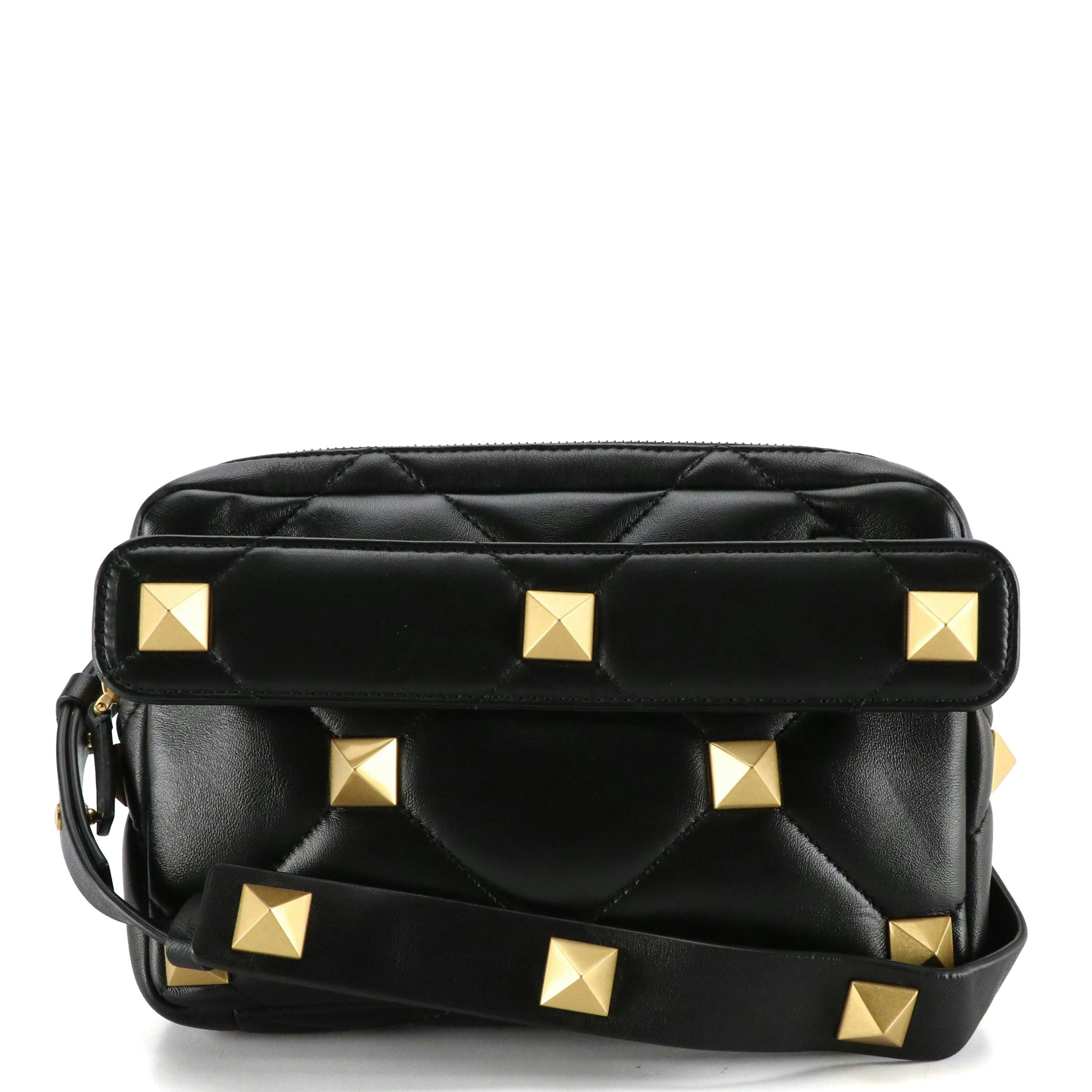 Valentino Garavani Roman Stud Convertible Clutch Bag in Quilted Calf Leather