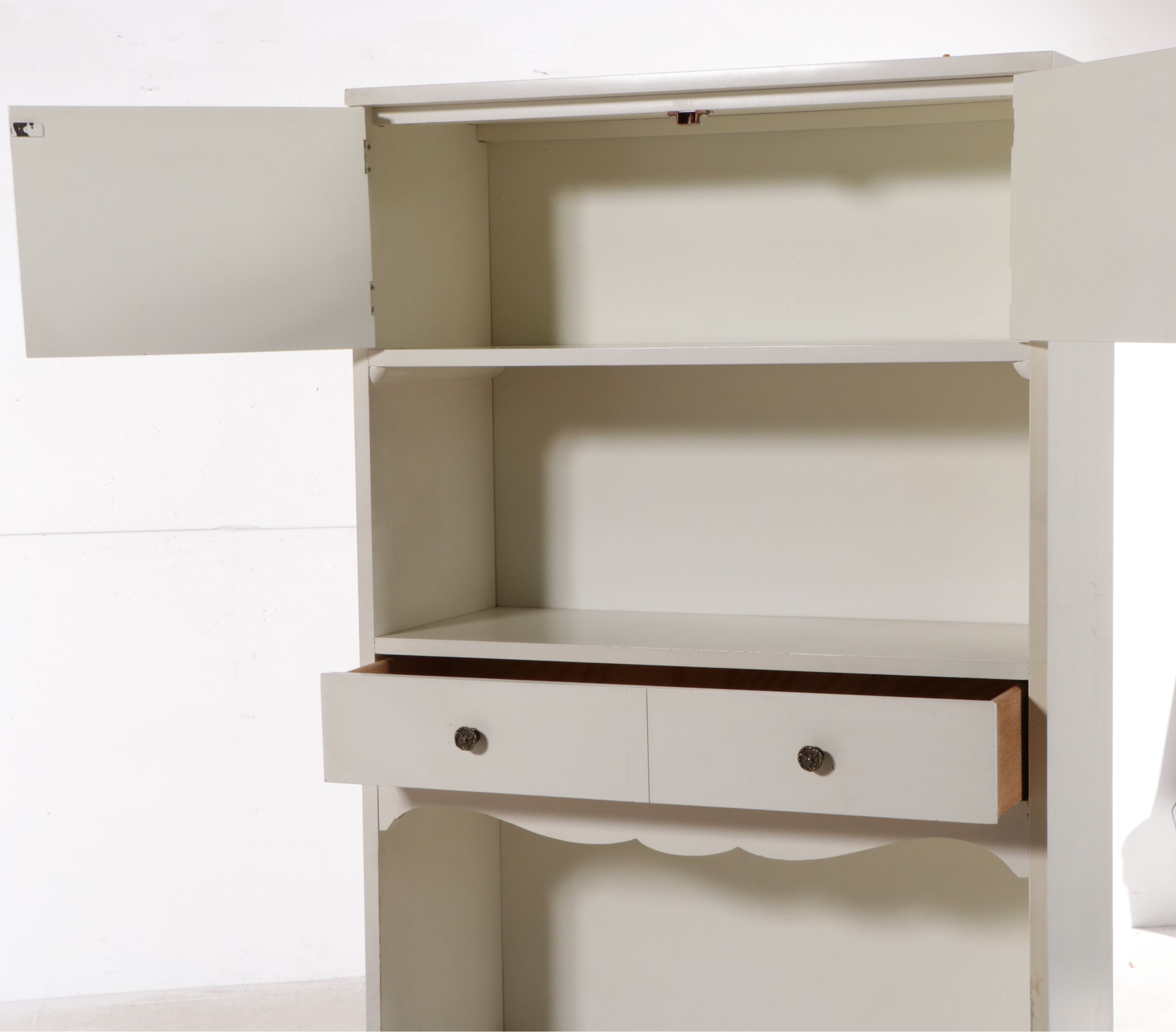 French Provincial Style Paint-Decorated Wood Desk with Hutch and Nightstand