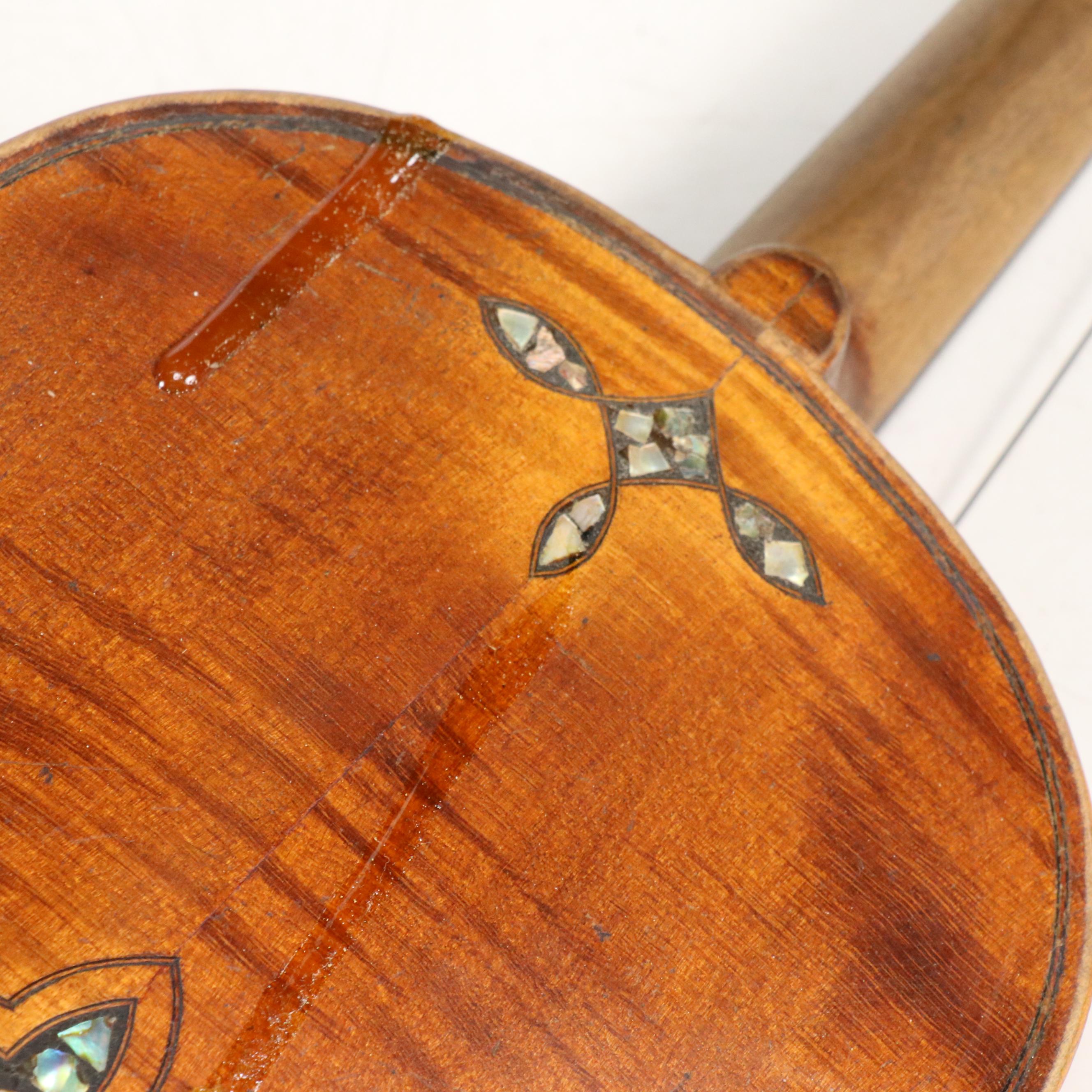4/4 Spruce Top and Tiger Maple Violin with Abalone Inlay in Leather Case