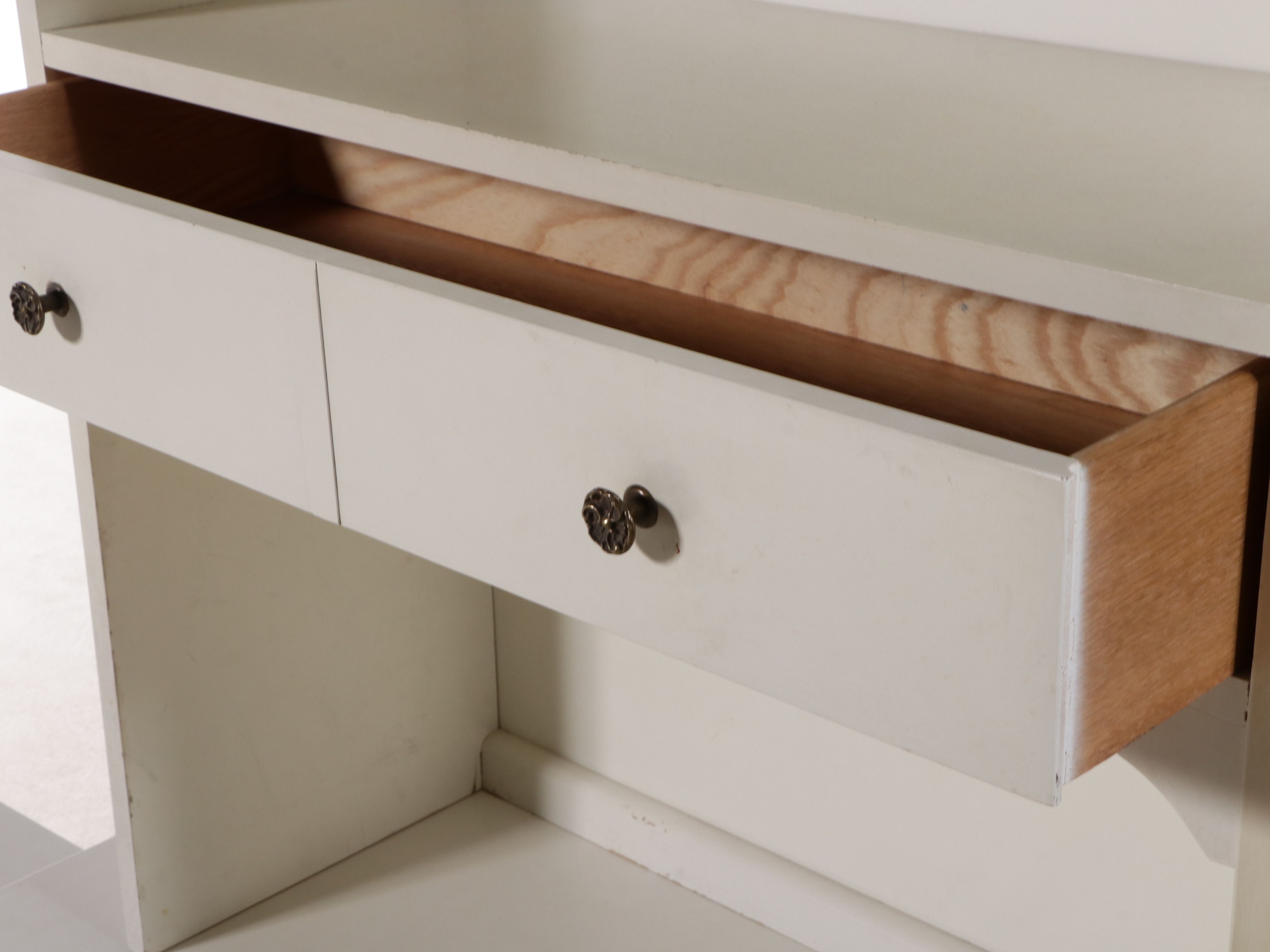 French Provincial Style Paint-Decorated Wood Desk with Hutch and Nightstand