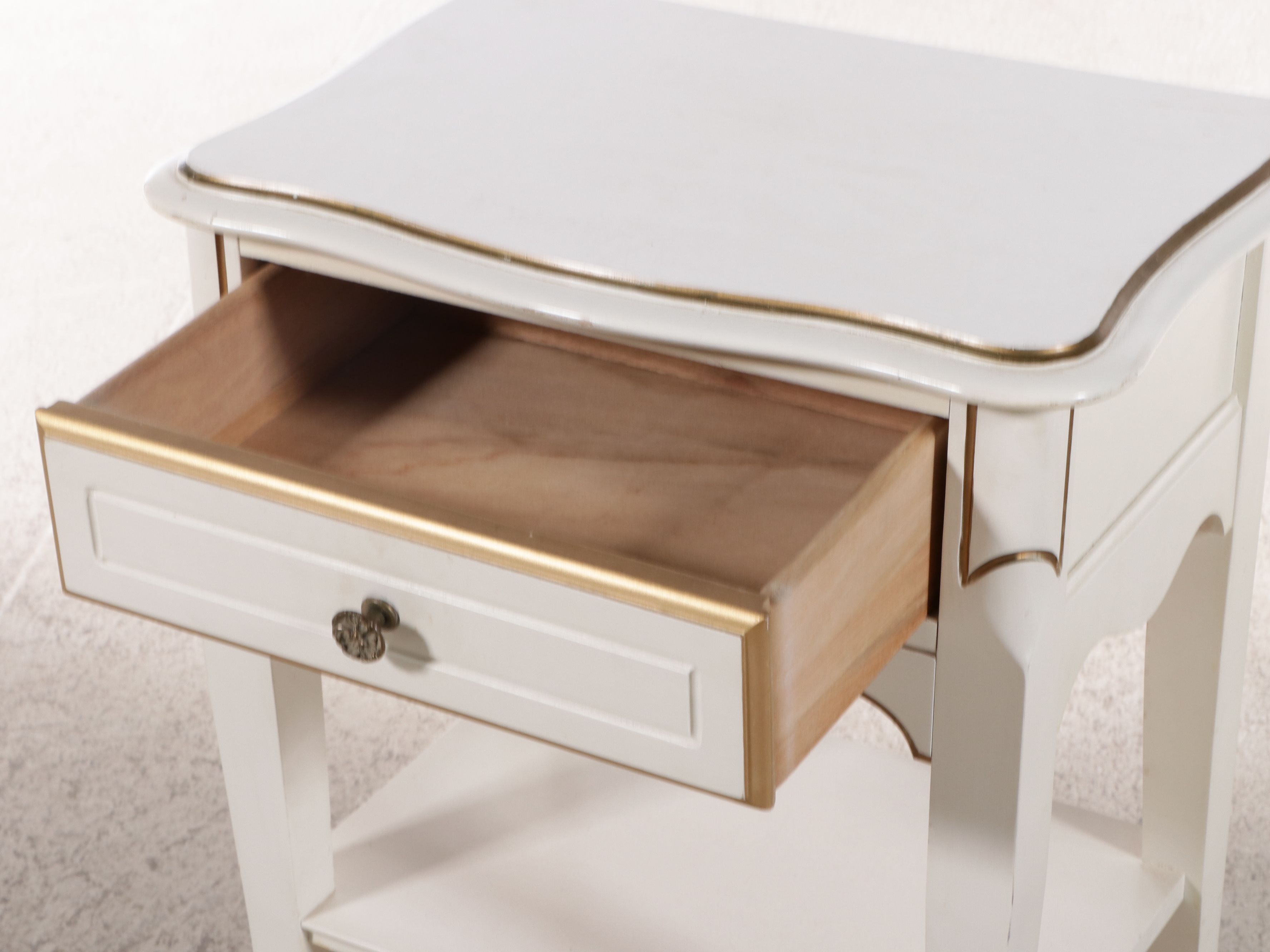 French Provincial Style Paint-Decorated Wood Desk with Hutch and Nightstand