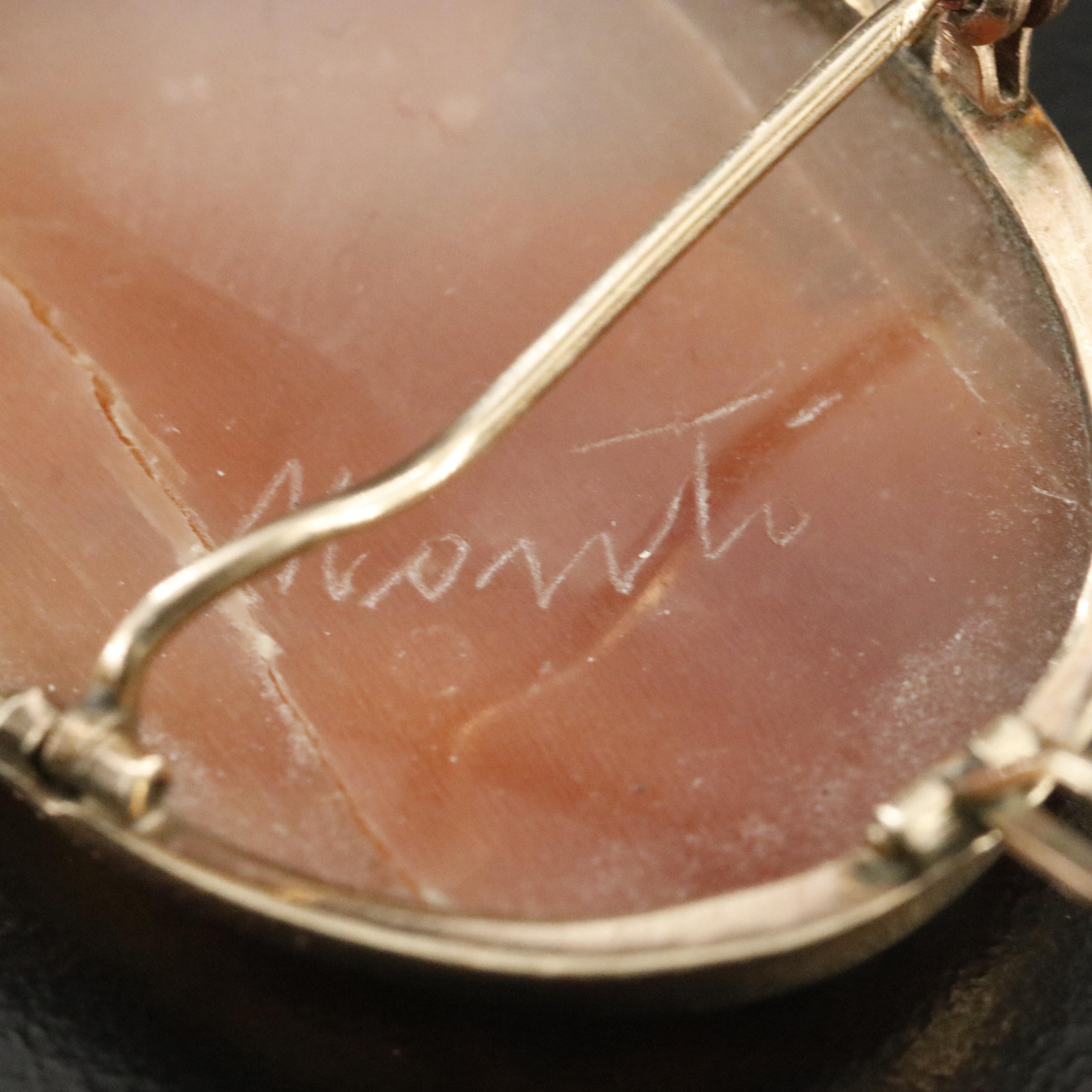 Vintage 14K Shell Cameo Converter Brooch