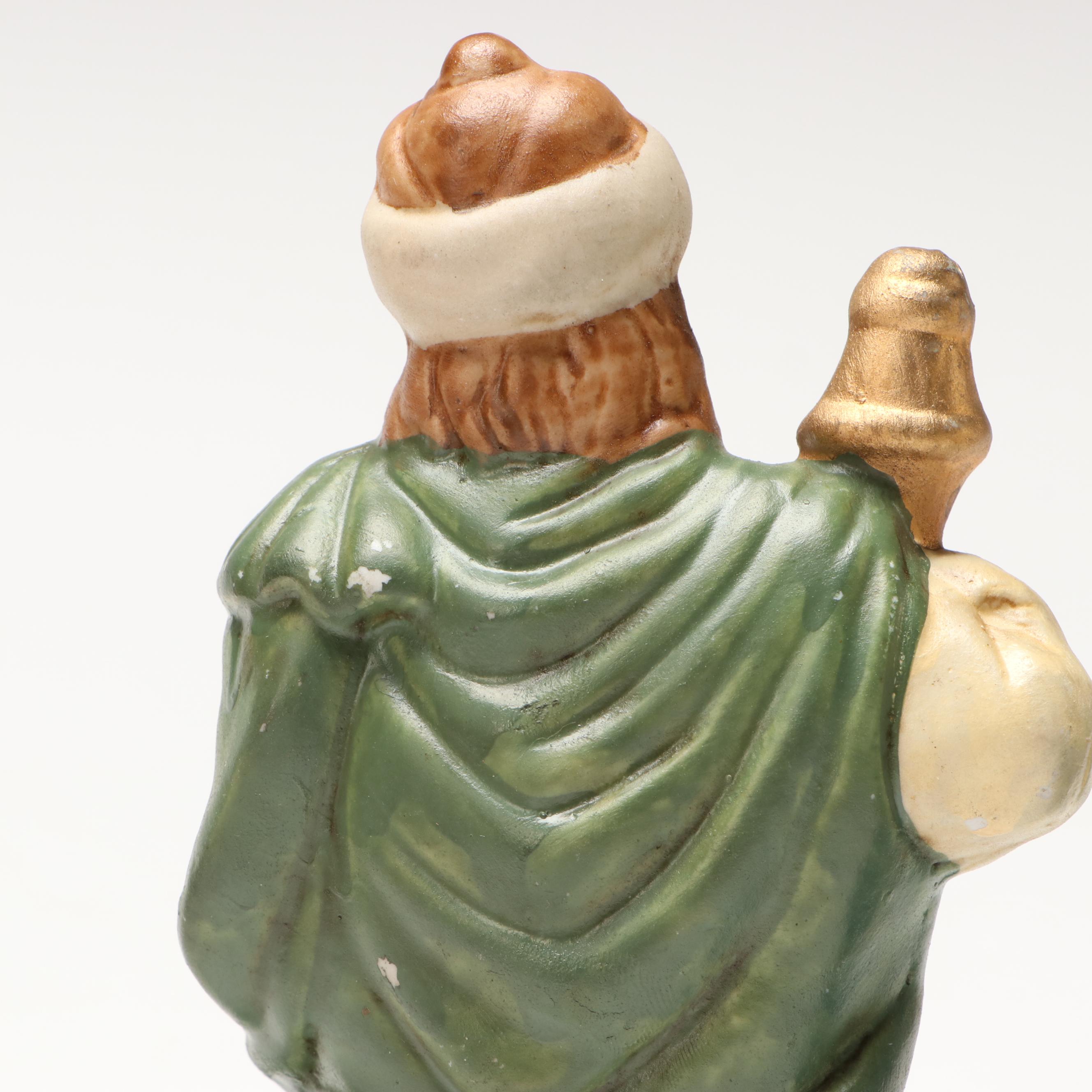 Nativity Scene with Wooden Manger and Ceramic Figures