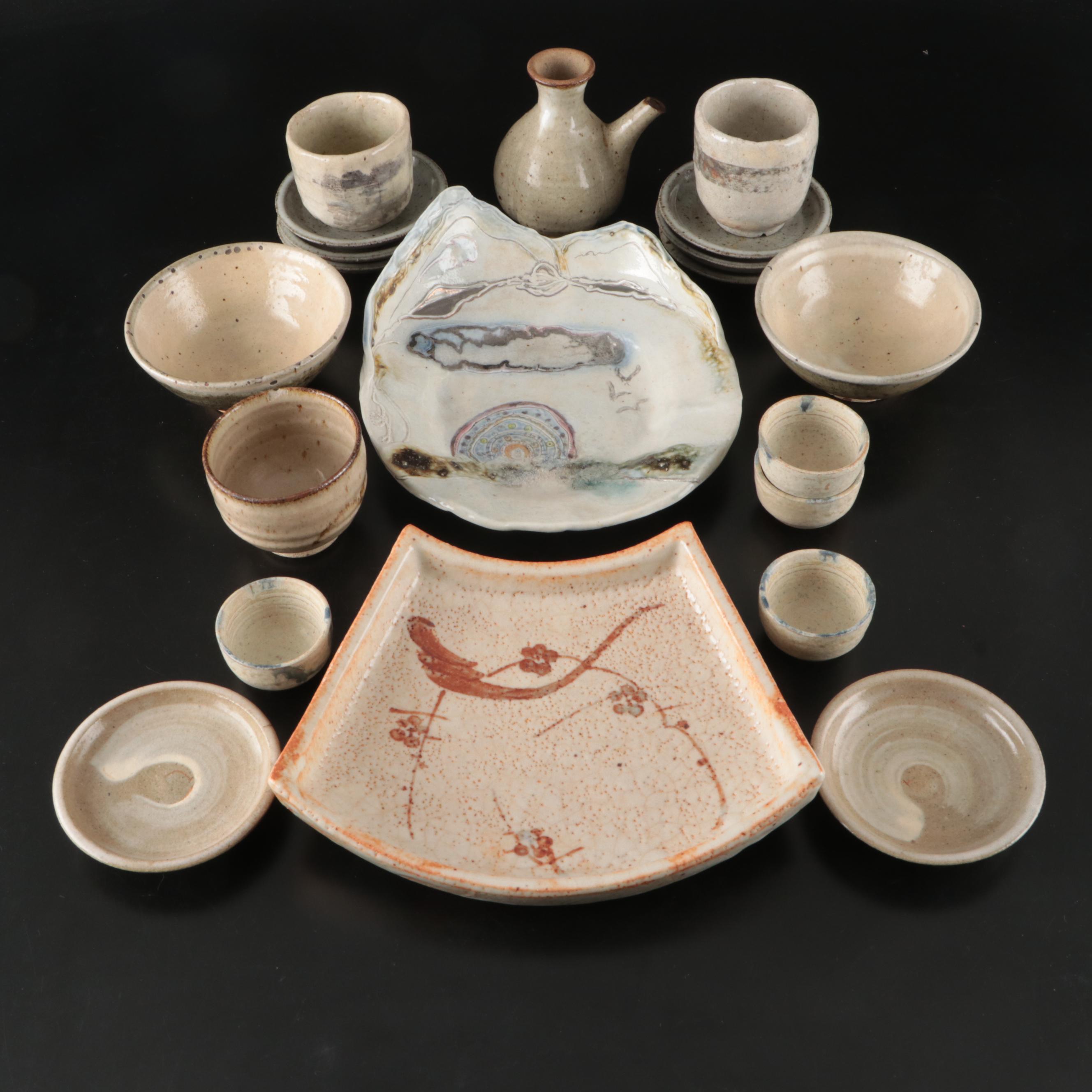 Salt Glazed Stoneware Art Pottery Teaware, Coasters, and More Tableware