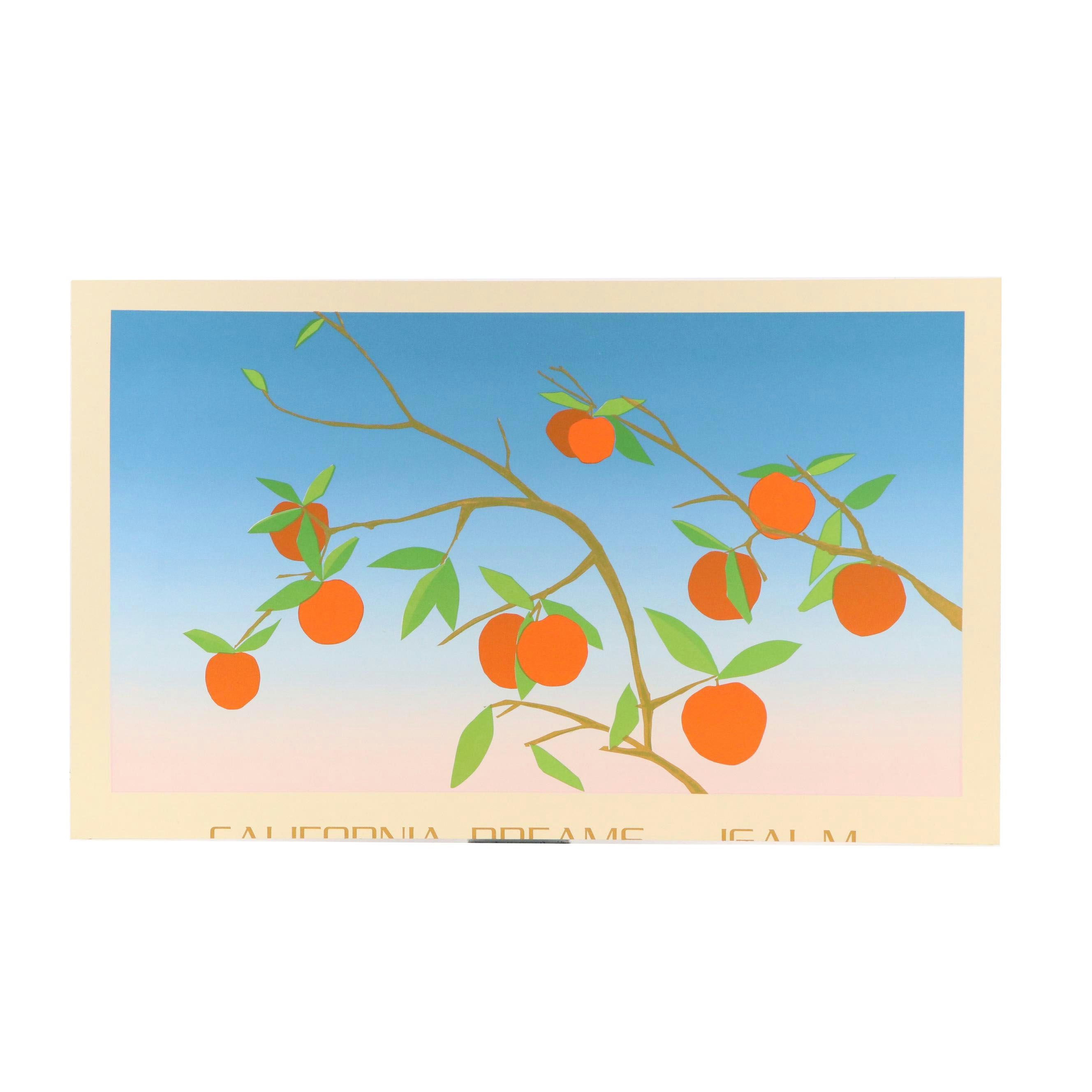 Modern Serigraph of Peaches on the Branch, Mid to Late 20th Century