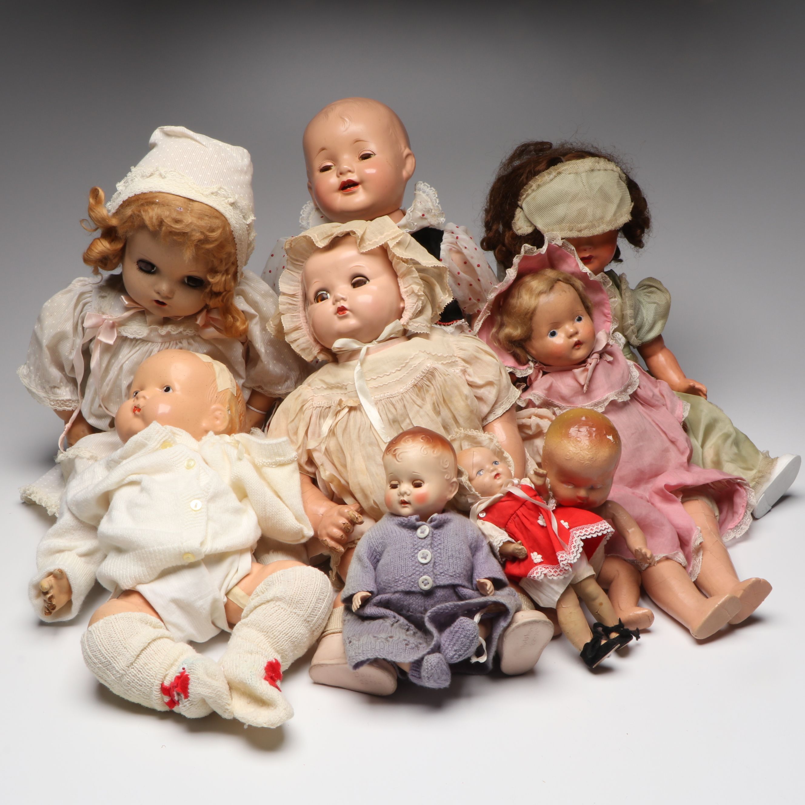 Pedigree Baby Doll with Composition and Other Vintage Dolls