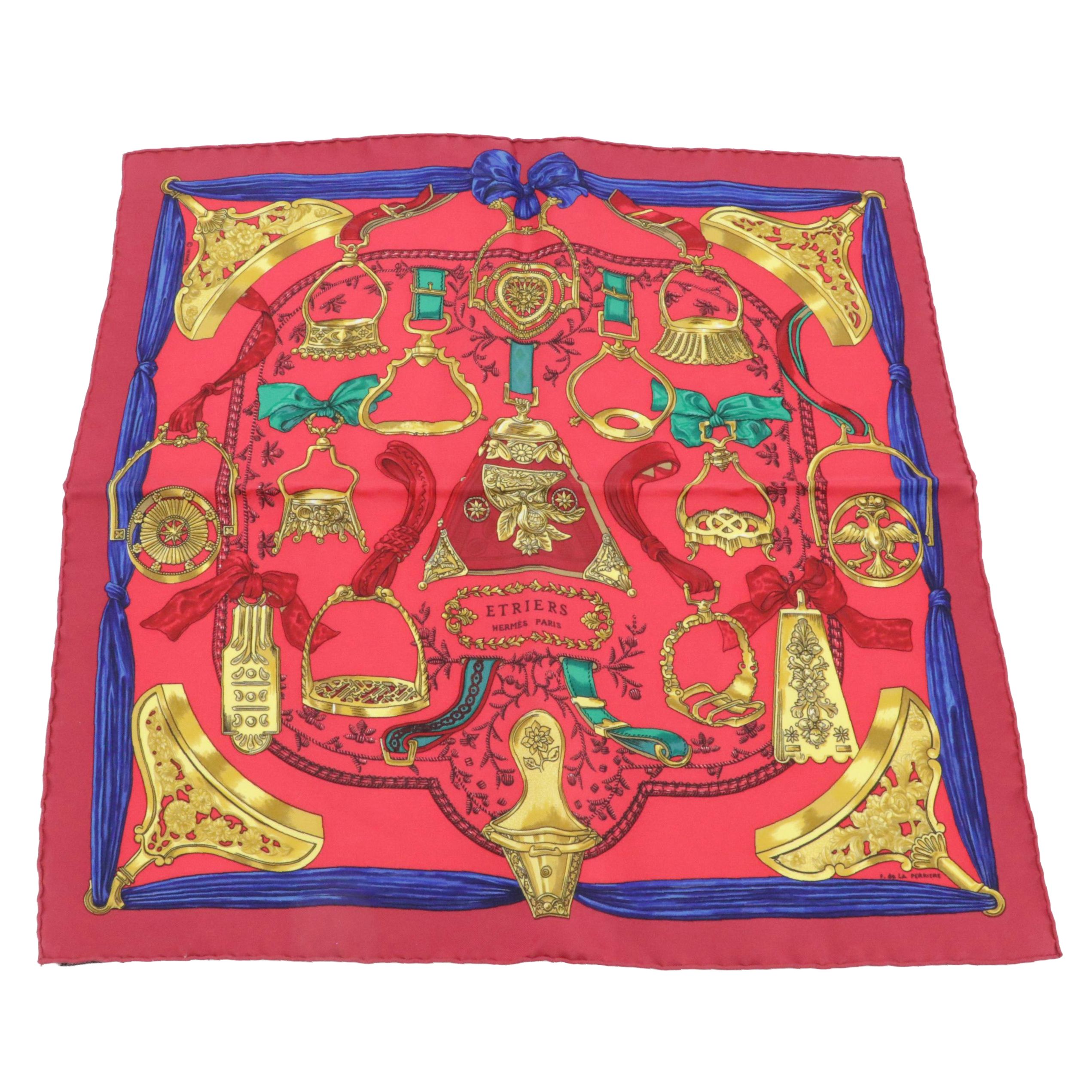 Hermès "Etriers" Scarf 45 in Silk Twill with Gift Box