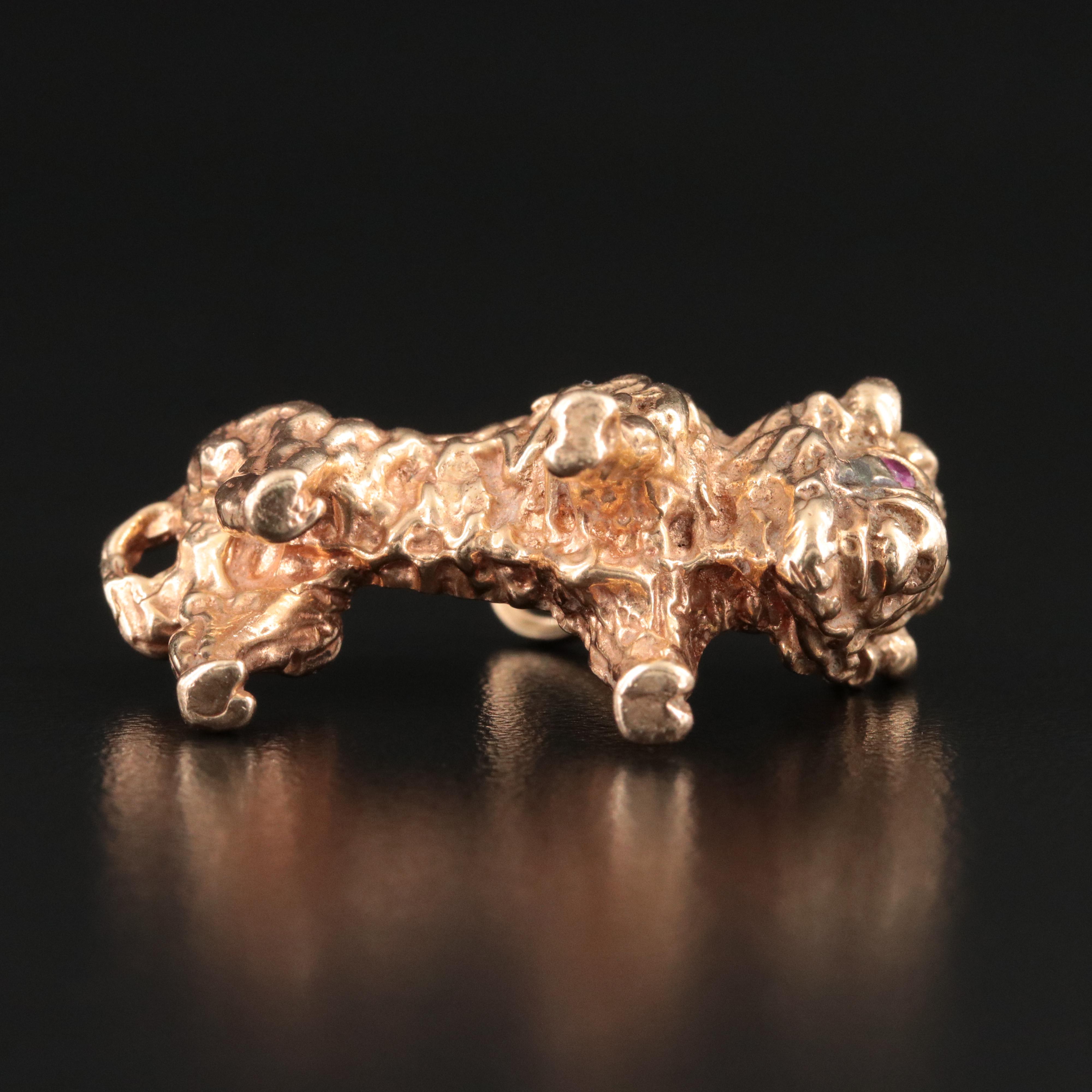 14K Bison Pendant with Ruby Accent