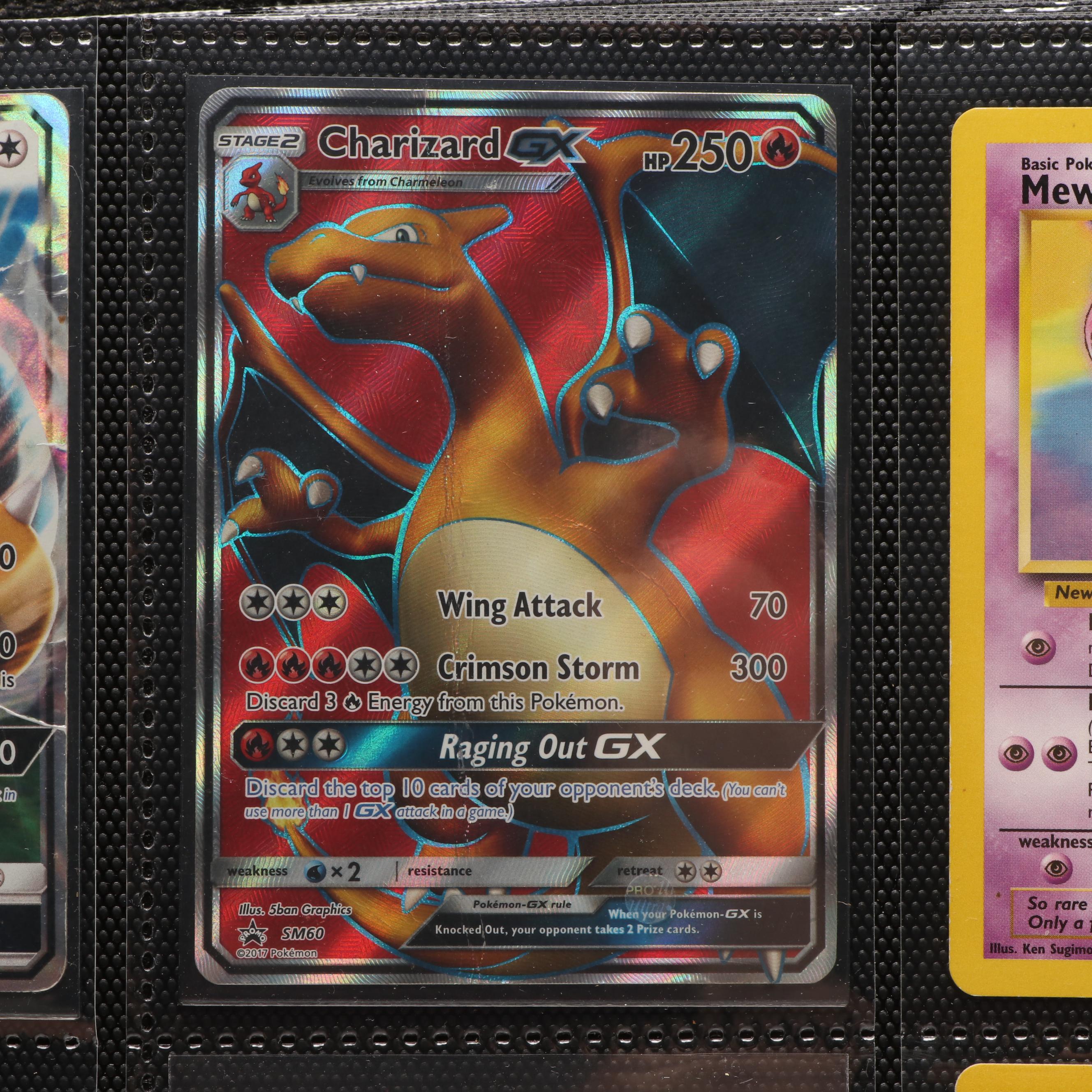 Pokémon Trading Cards in Album and Storage Boxes Including Charizard and More