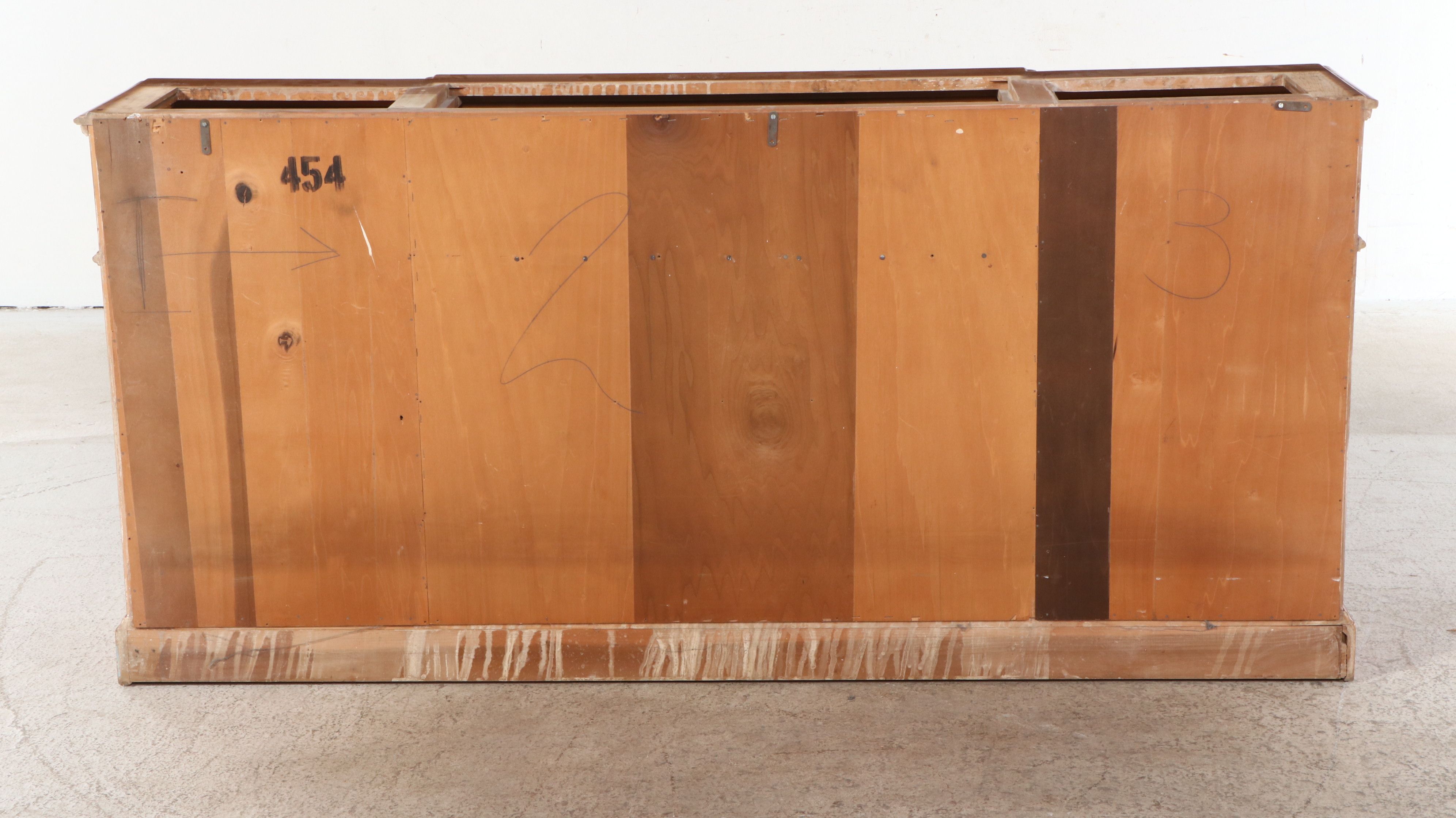 Georgian Style Pine Breakfront Secretary Bookcase, Mid to Late 20th Century