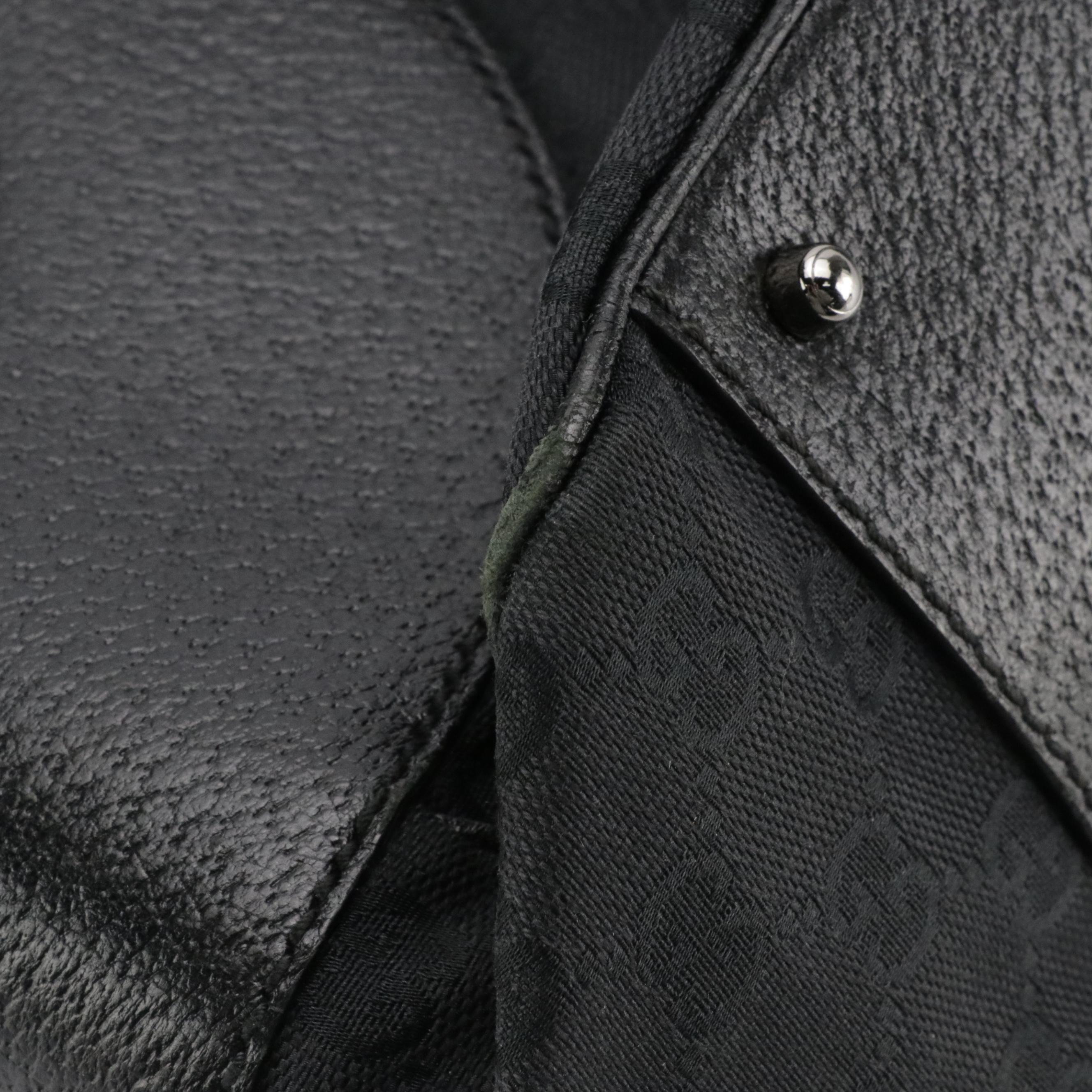 Gucci Shoulder Tote in Black GG Canvas and Cinghiale Leather Trim