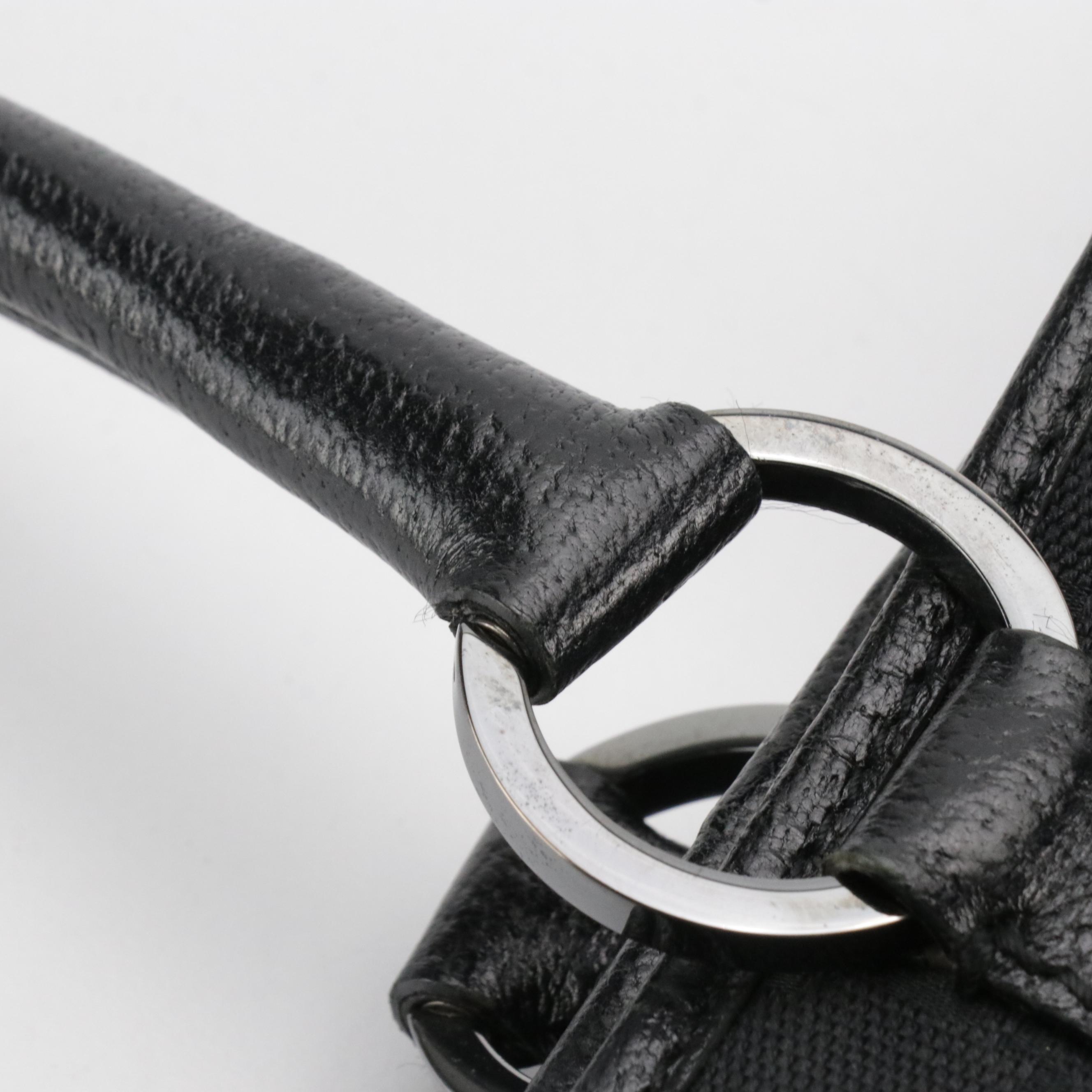 Gucci Shoulder Tote in Black GG Canvas and Cinghiale Leather Trim