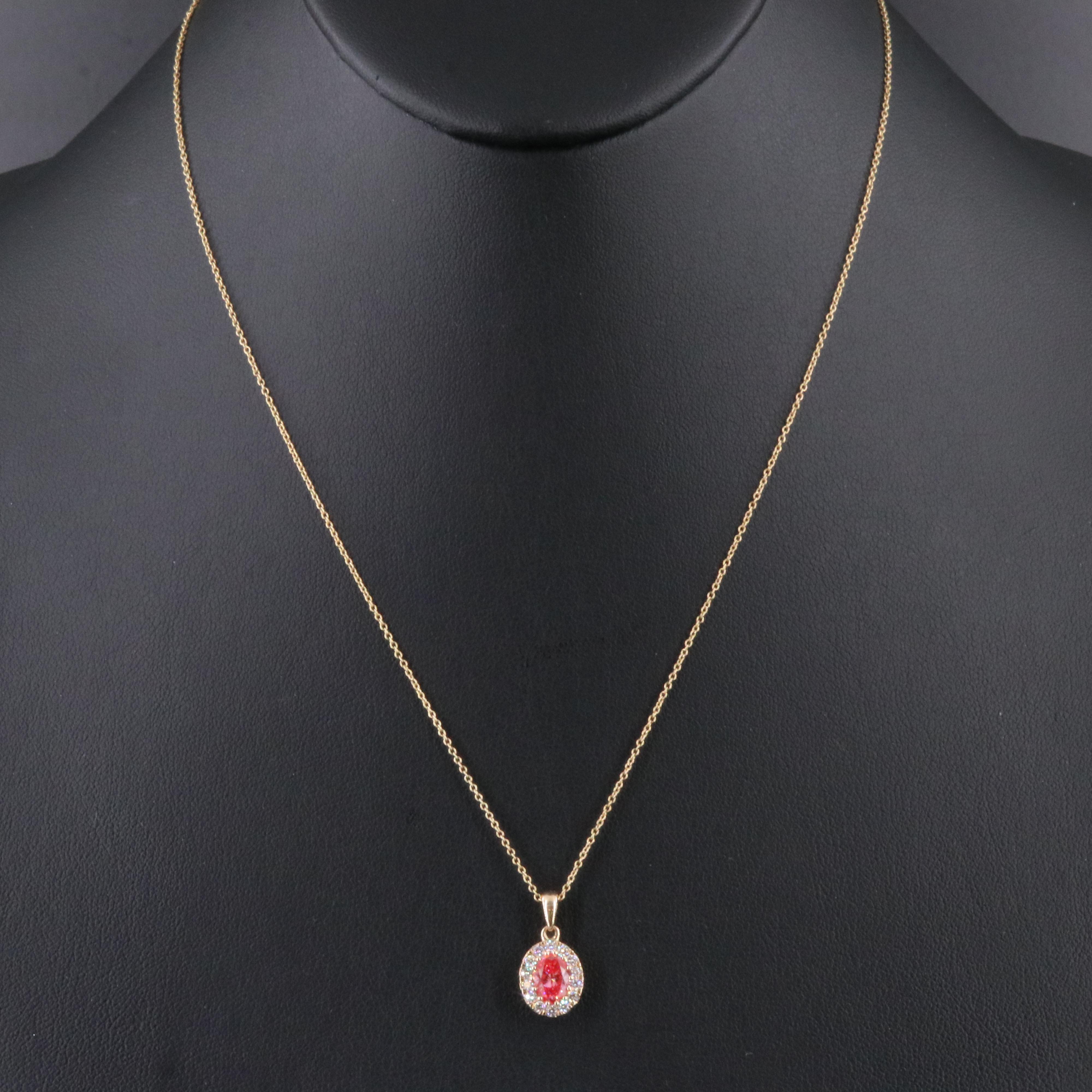 14K 1.02 CTW Lab Grown Diamond Pendant Necklace with Fancy Pink Center