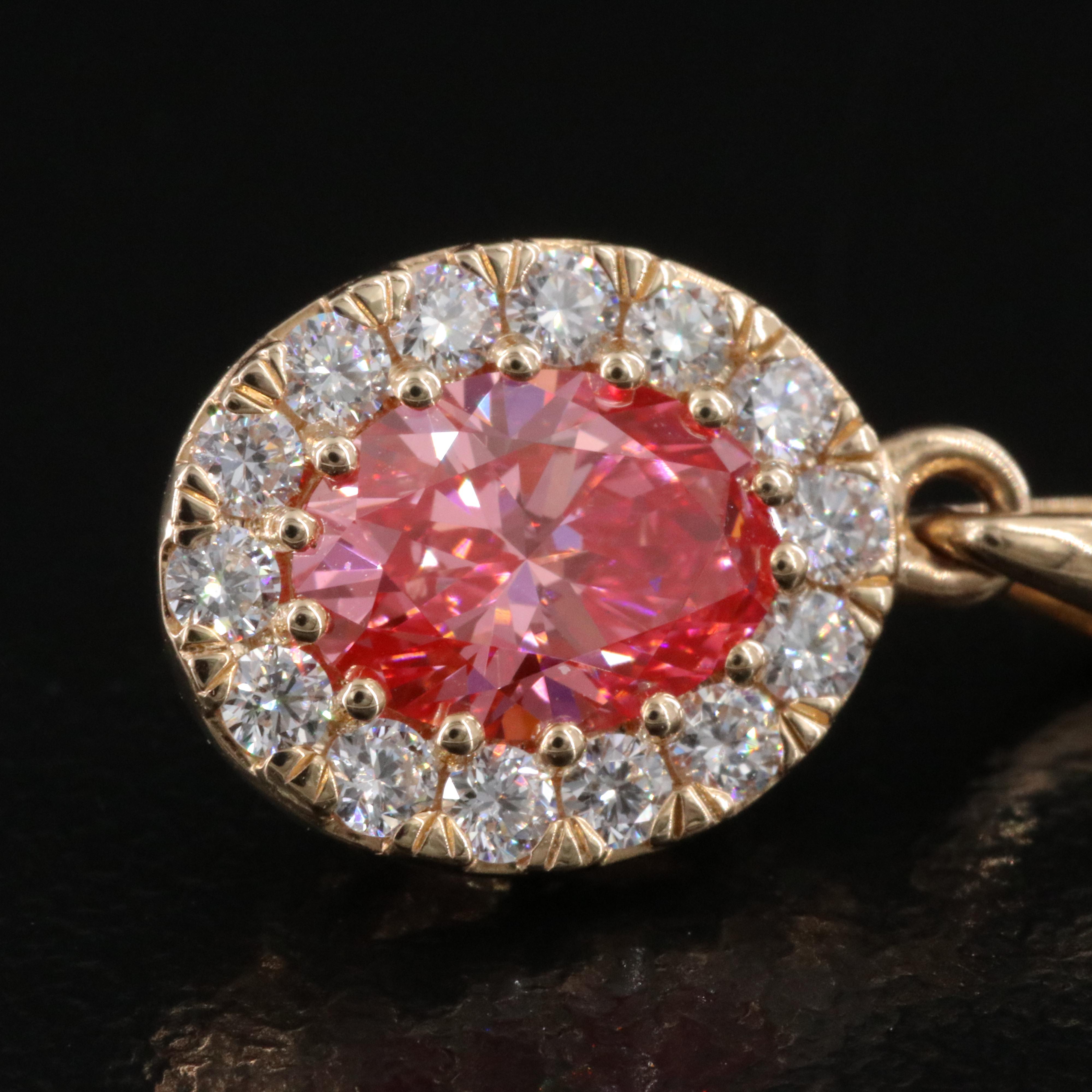 14K 1.02 CTW Lab Grown Diamond Pendant Necklace with Fancy Pink Center
