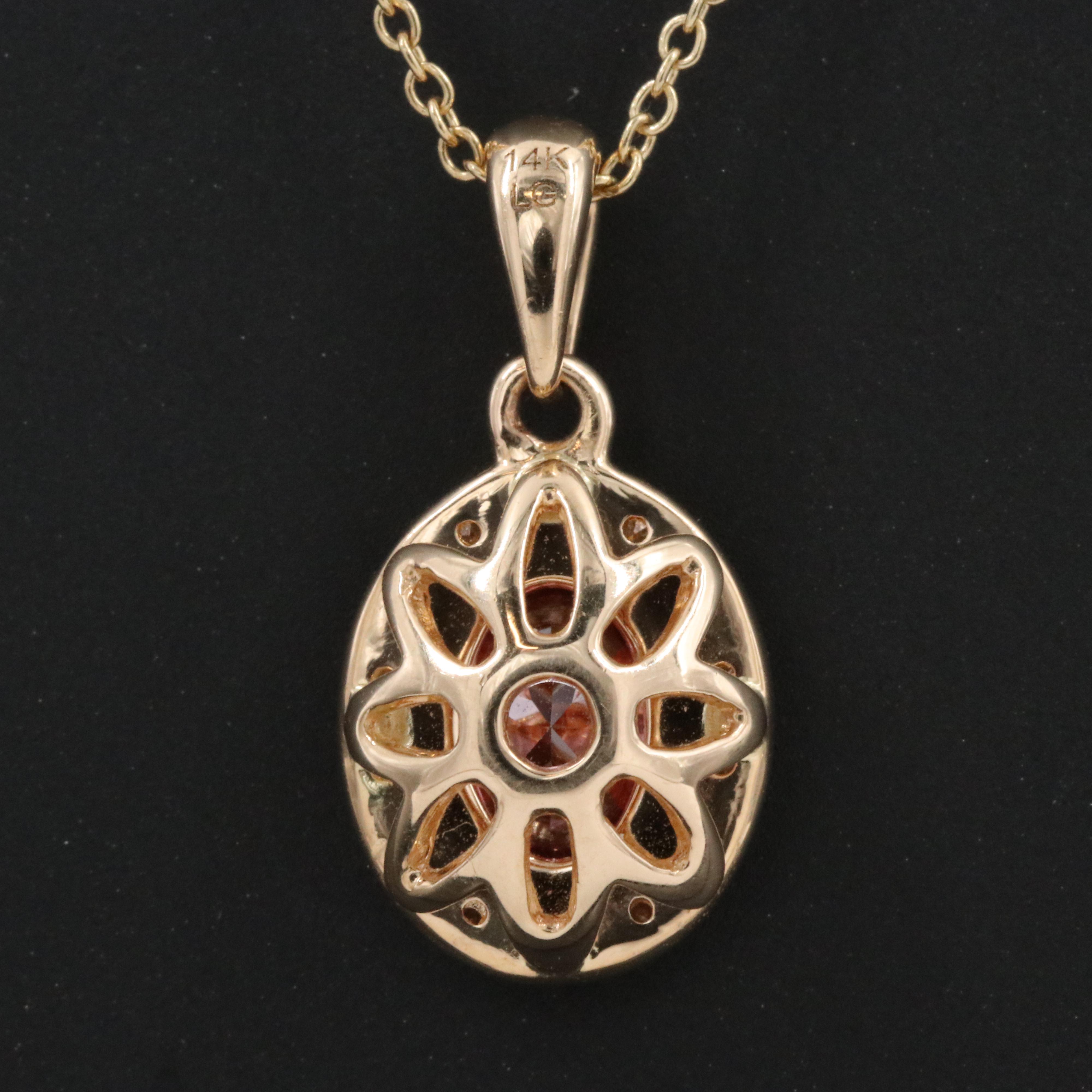 14K 1.02 CTW Lab Grown Diamond Pendant Necklace with Fancy Pink Center