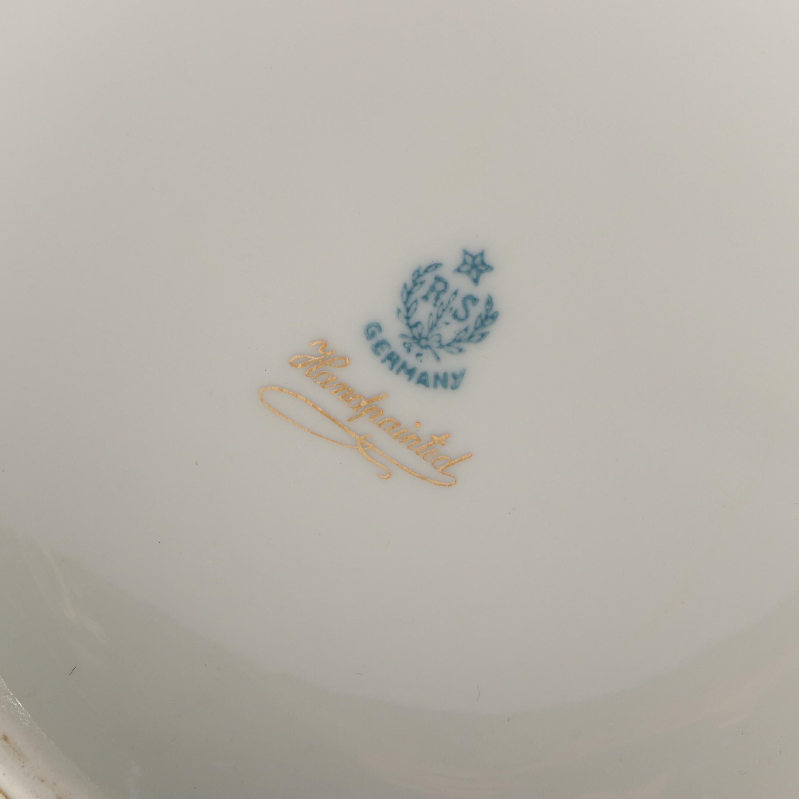 Tillowitz Hand-Painted Pitcher, Sugar Bowl, Cup and Saucer, Early to Mid 20th C.