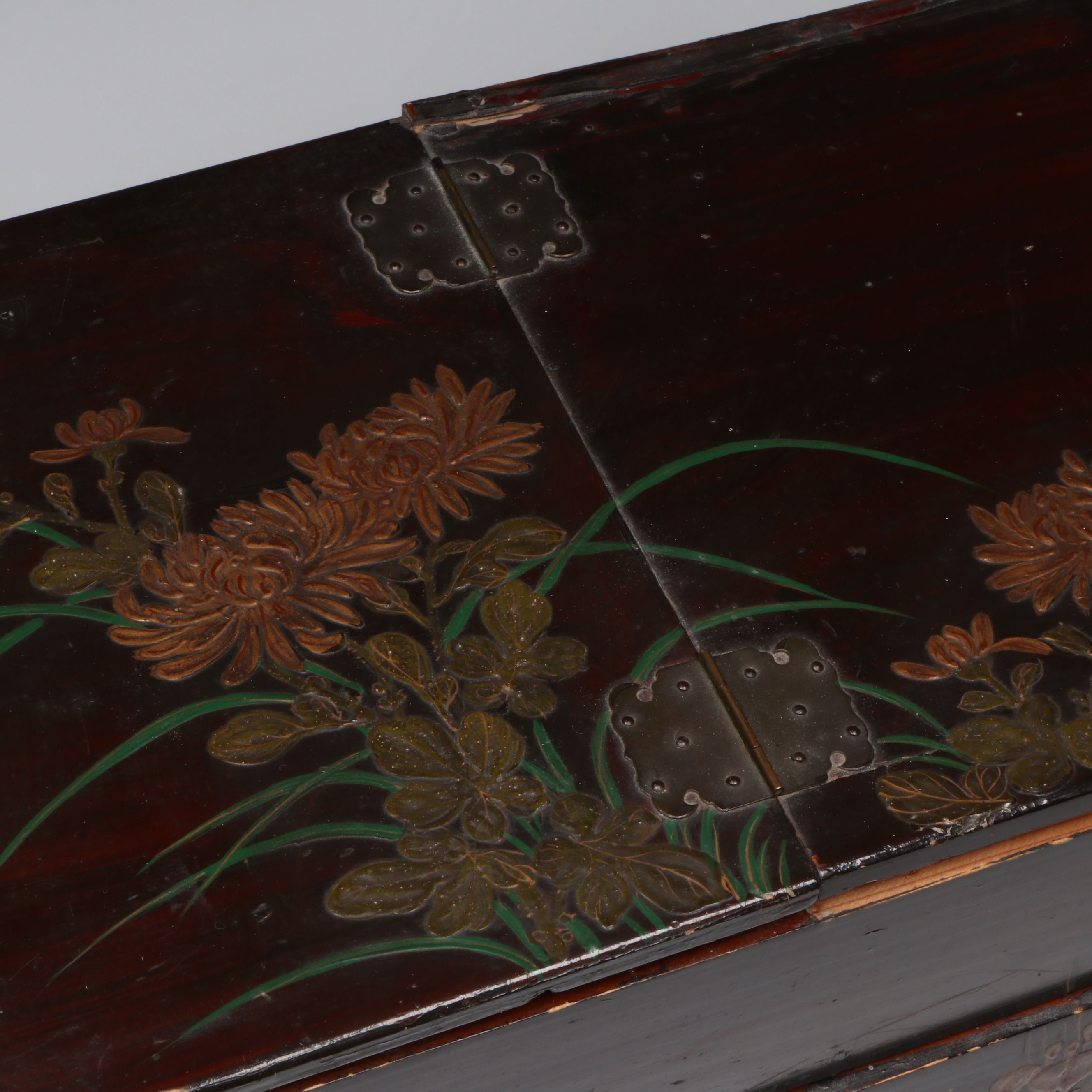 Japanese Hand-Painted Wooden Box