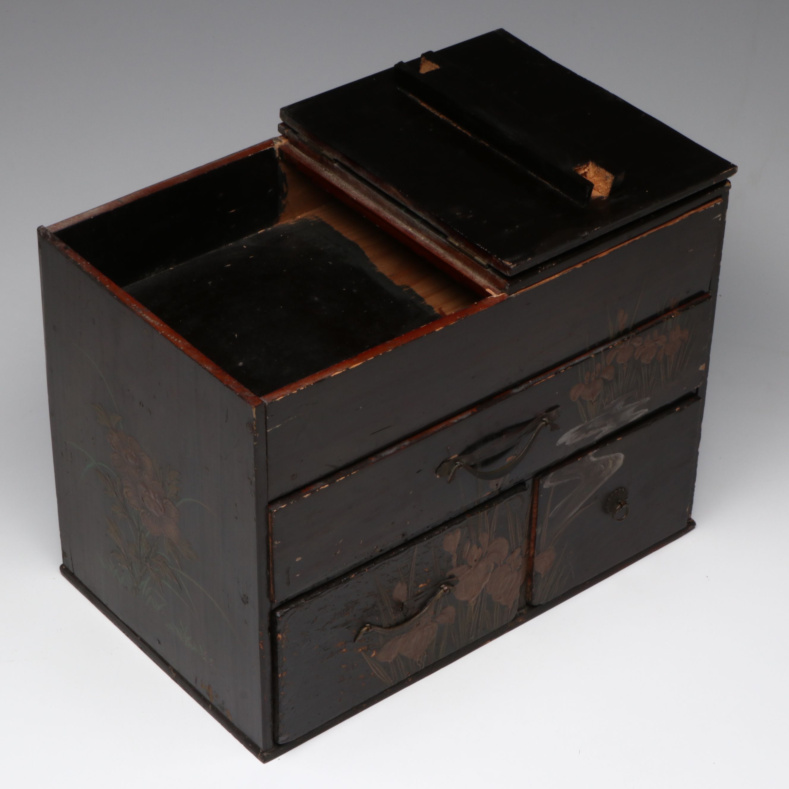 Japanese Hand-Painted Wooden Box