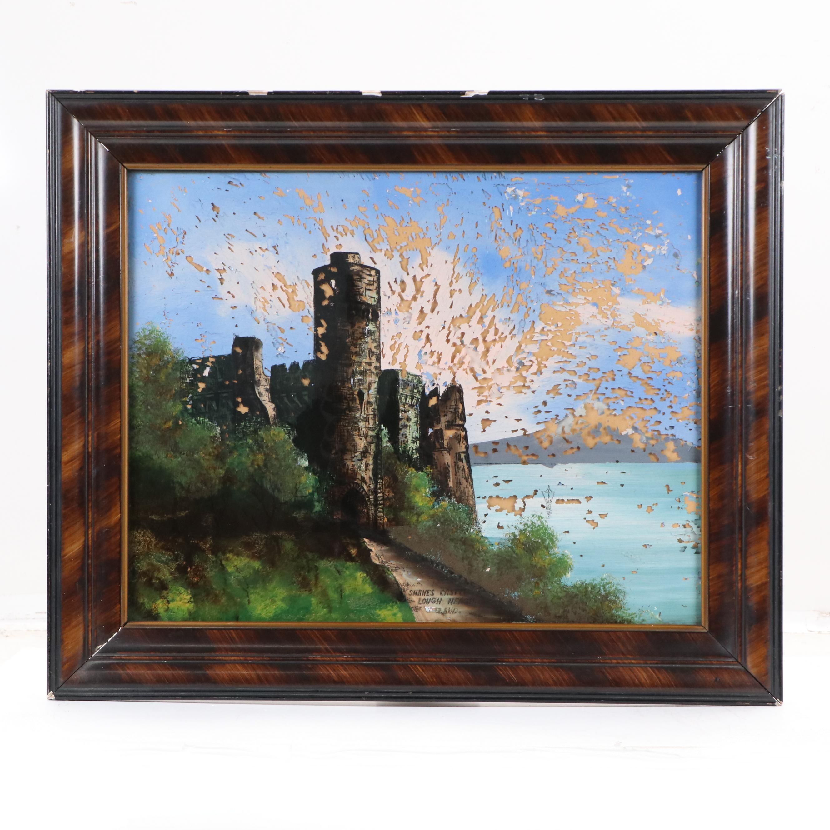 Reverse Glass Painting of Shane's Castle Lough Neagh