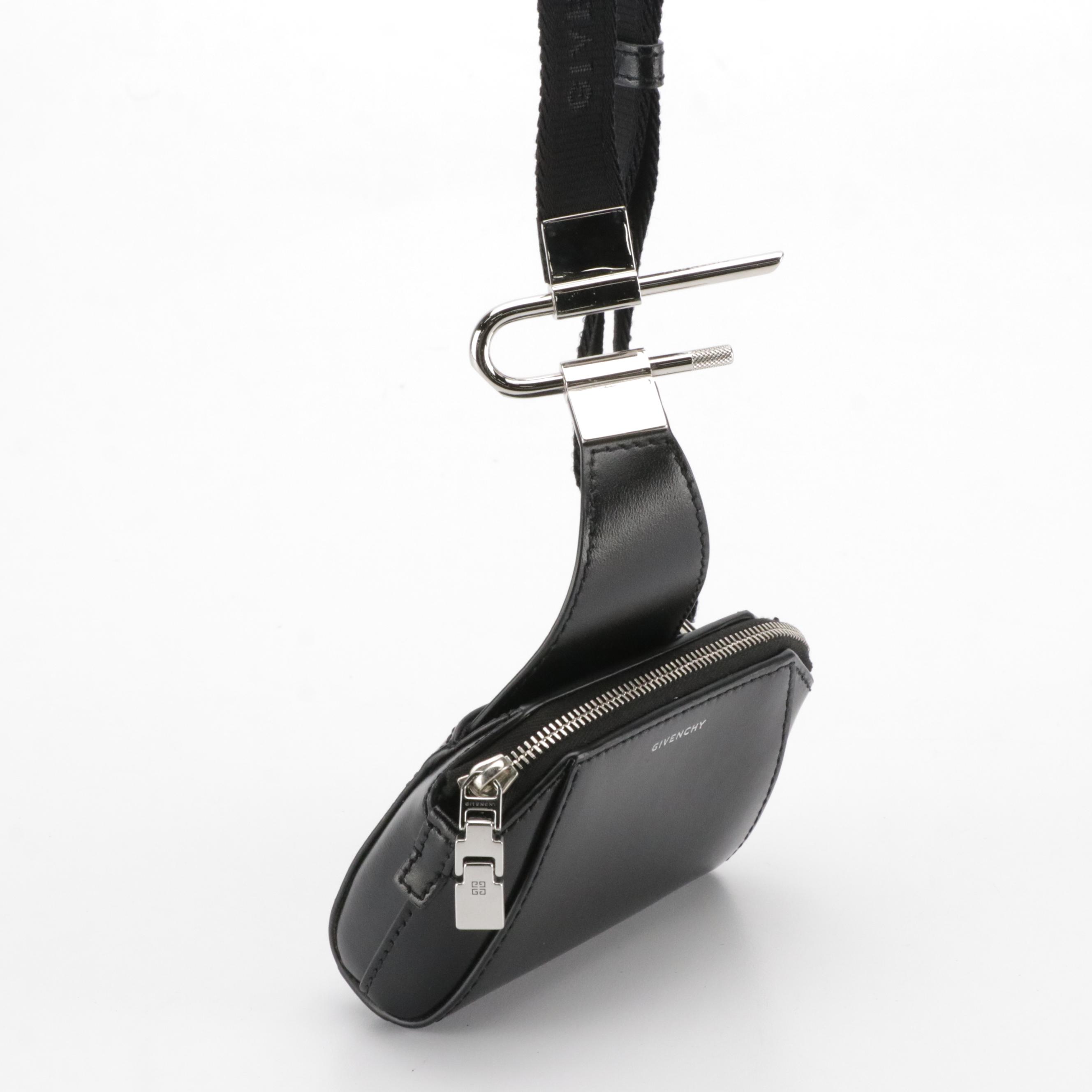 Givenchy Black Leather Mini Antigona Crossbody Bag with Box