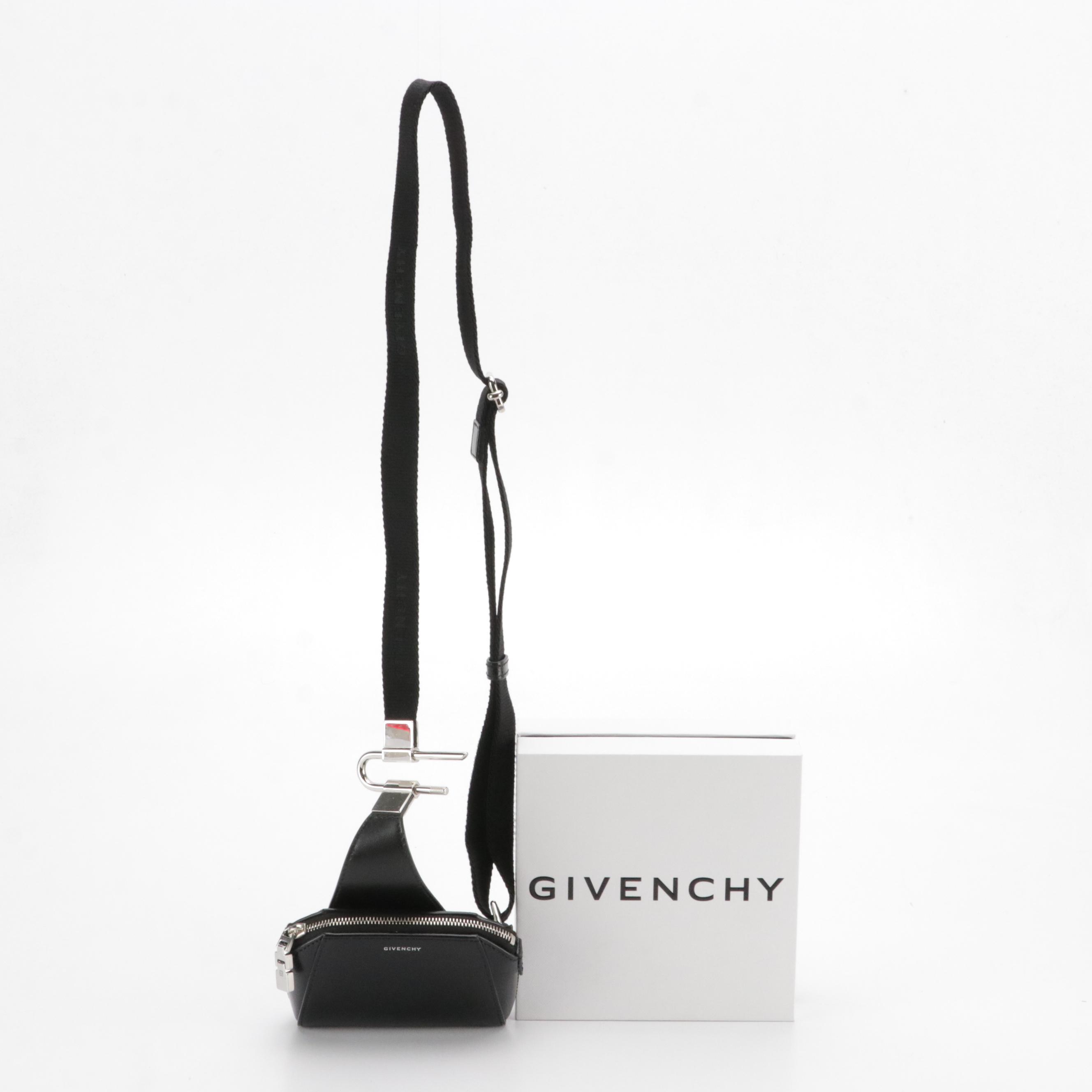 Givenchy Black Leather Mini Antigona Crossbody Bag with Box