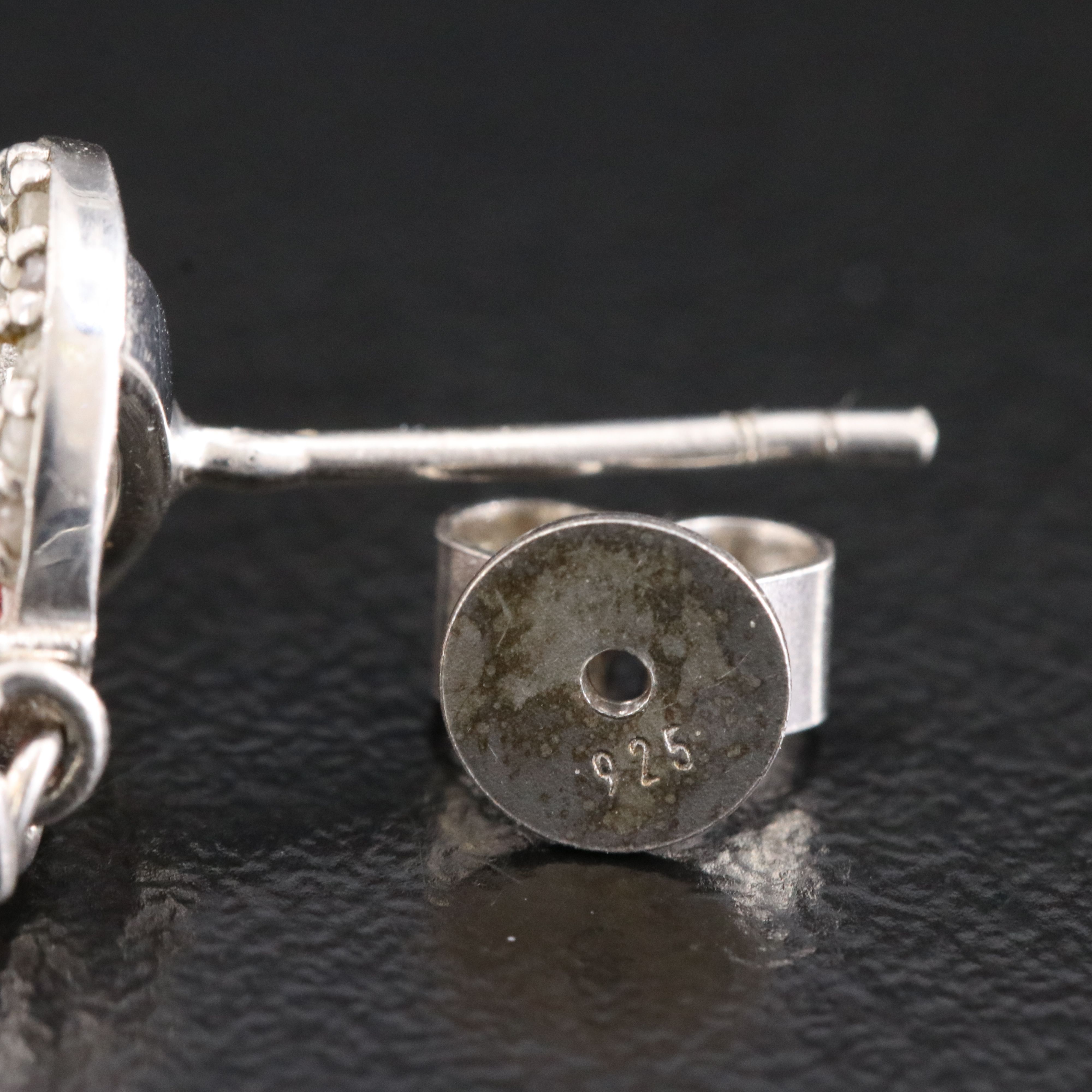 Sterling Garnet and Diamond Fan Earrings