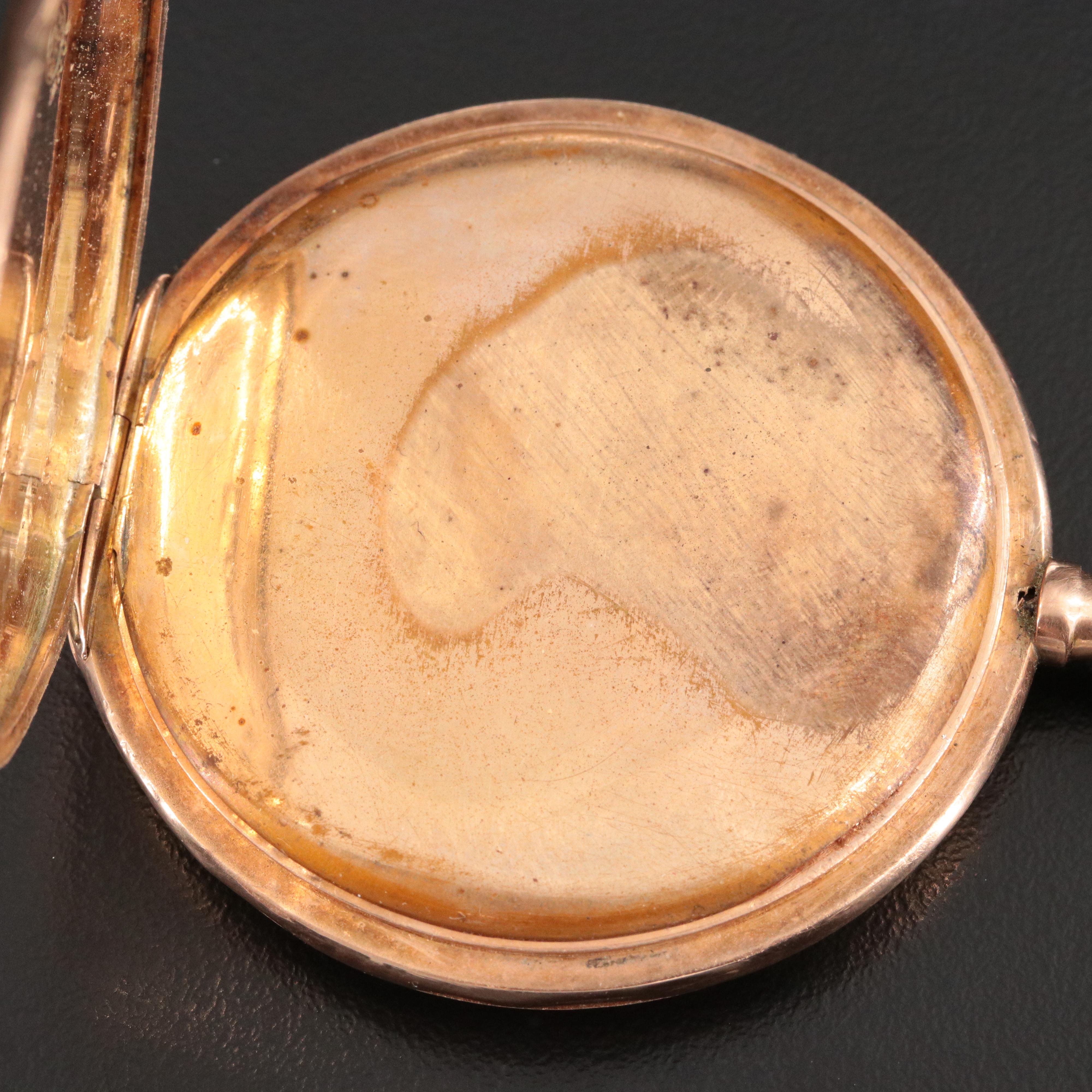 14K Pocket Watch & Monongrammed Adornment Ribbon