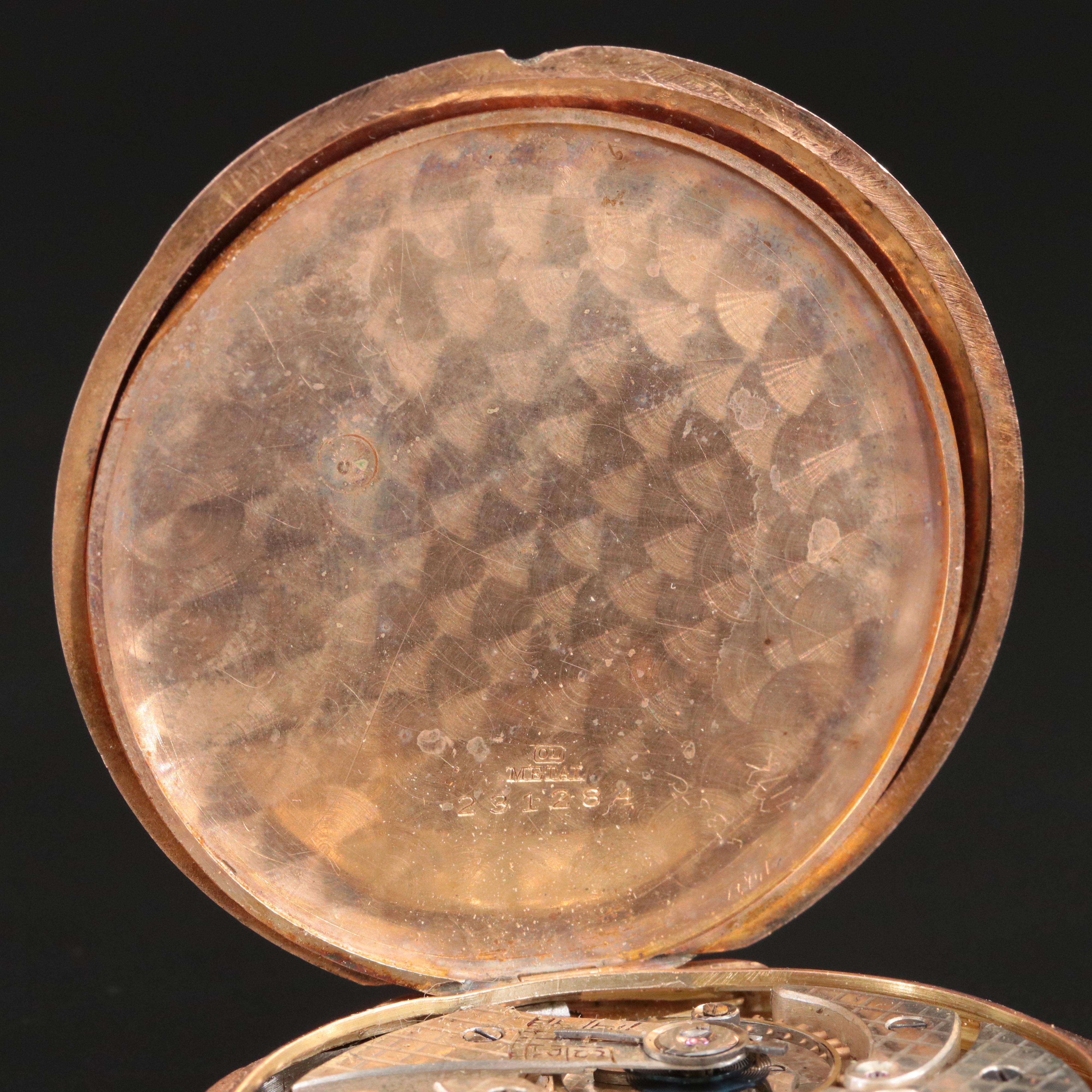 14K Pocket Watch & Monongrammed Adornment Ribbon