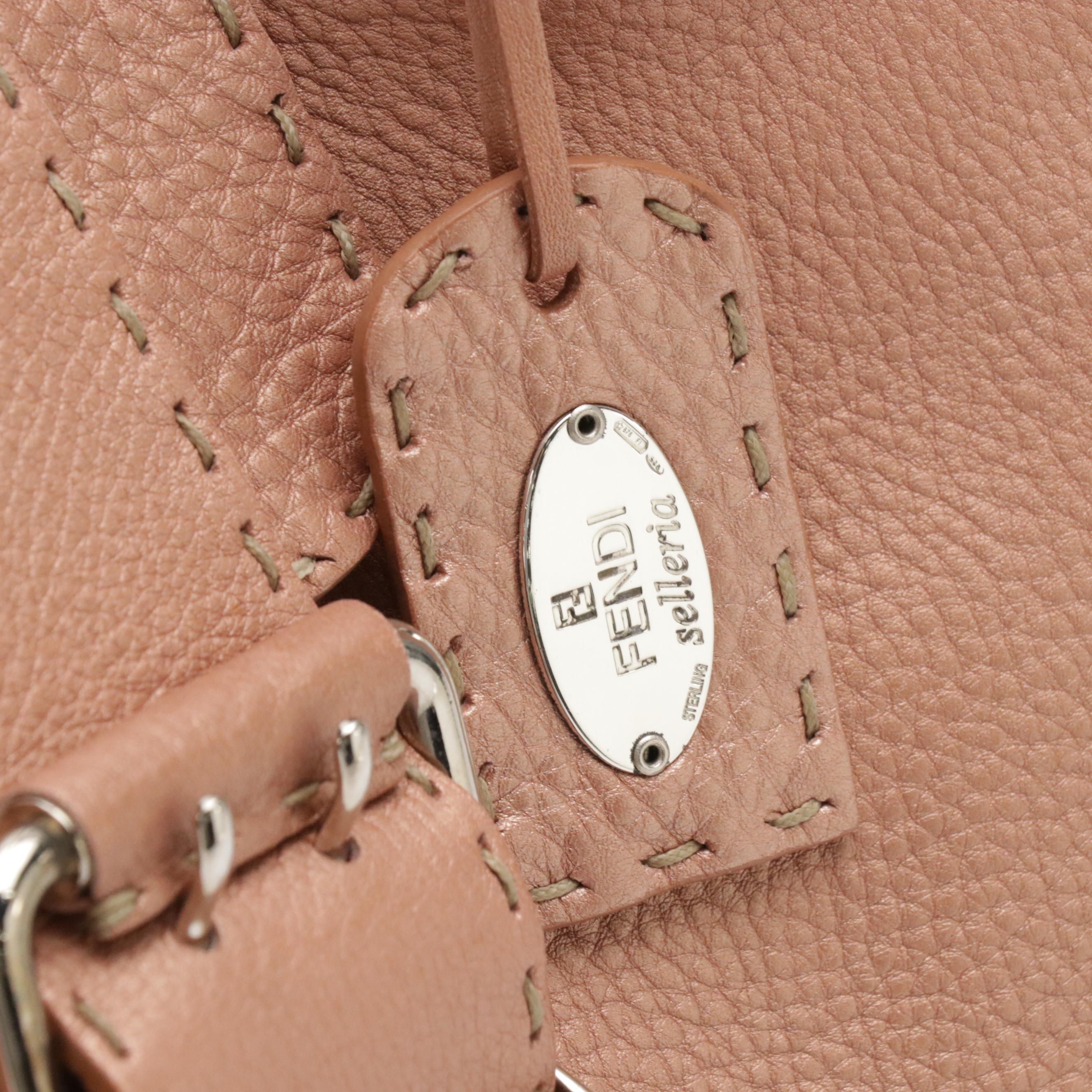 Fendi Selleria Metallic Calfskin Grain Leather Handbag